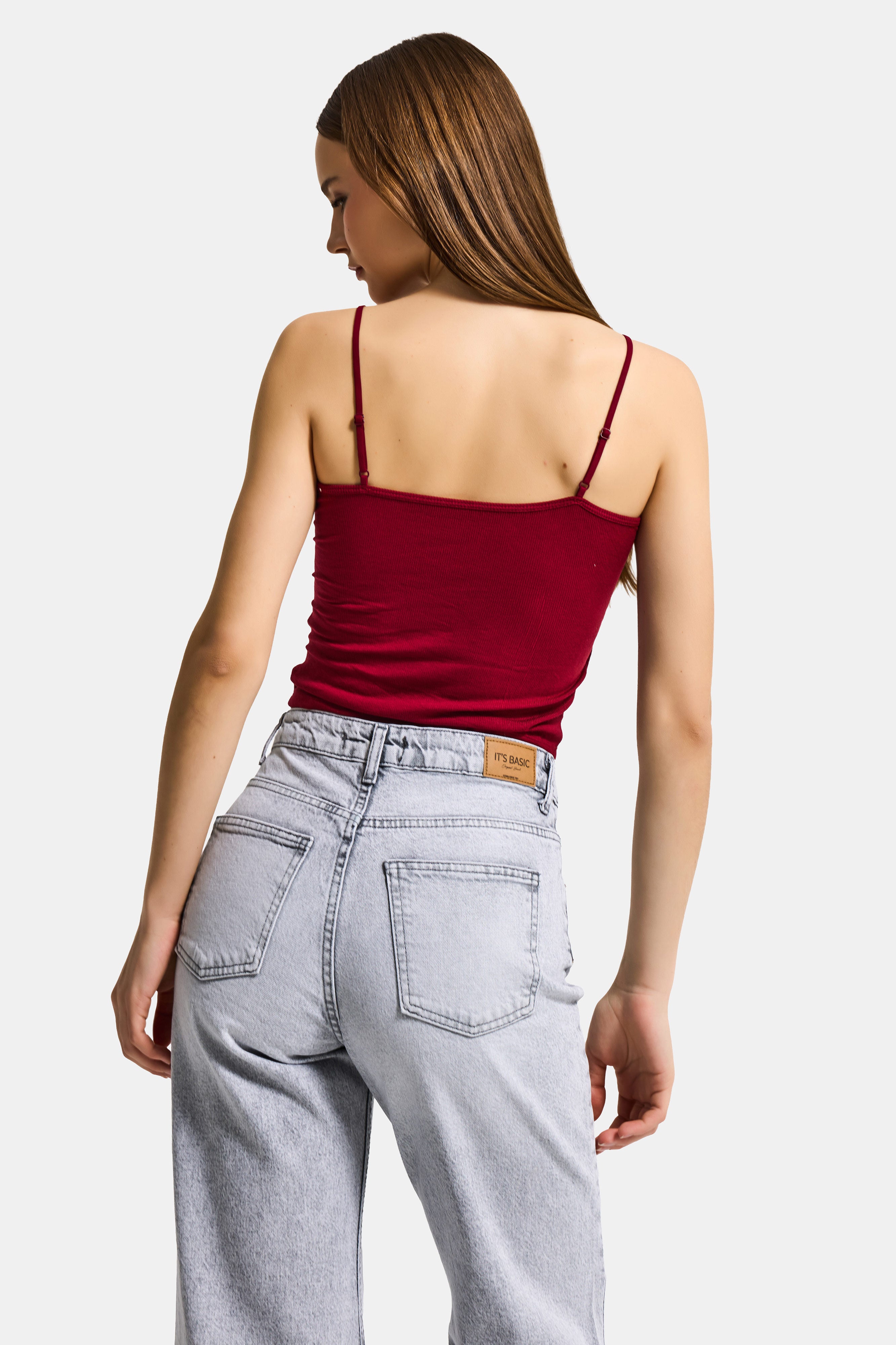 Kadın Kırmızı w5 Dantel Detaylı Destekli Cup Askılı Tasarım Body