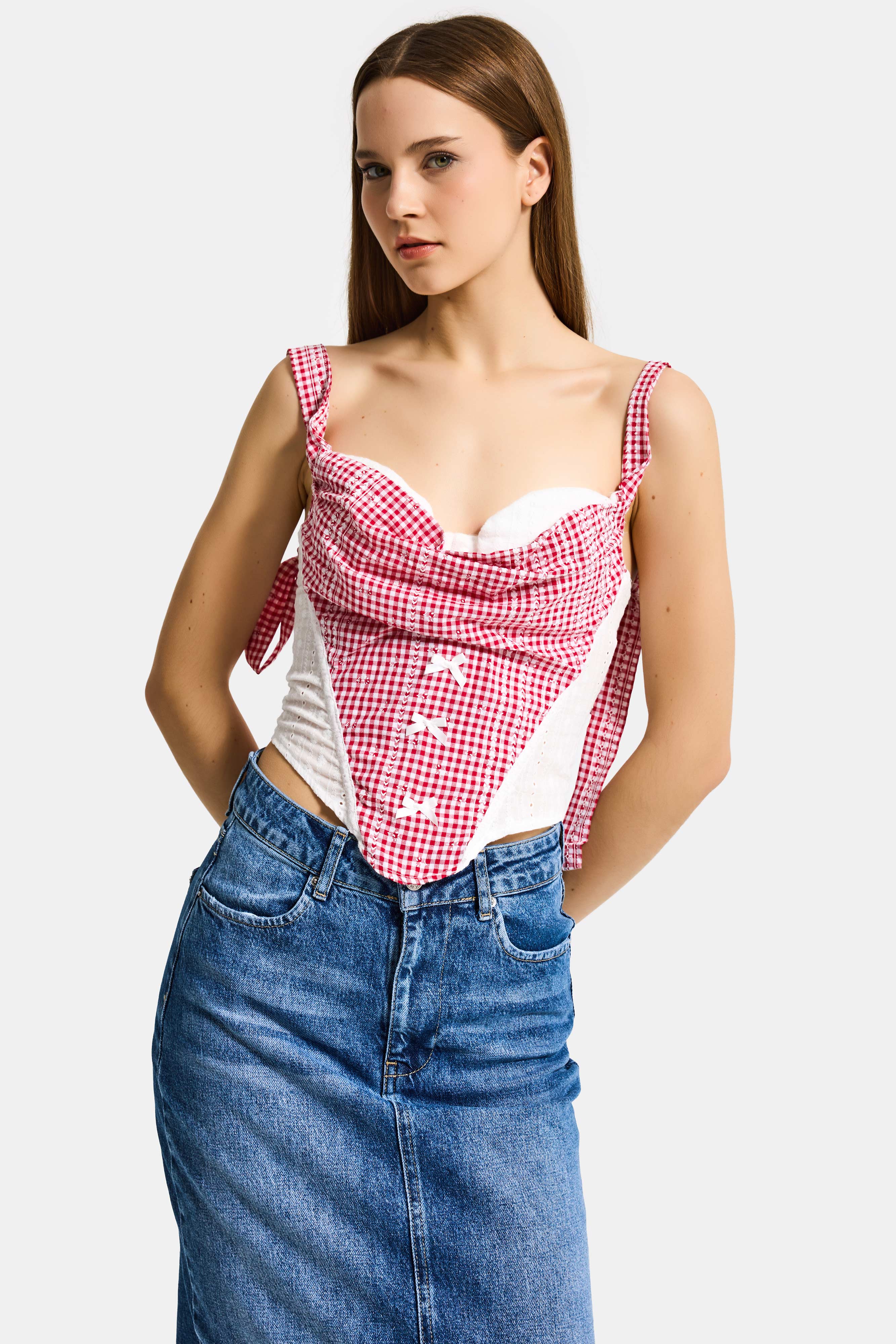 Kadın Beyaz Pembe w5 Özel Tasarım Bağcıklı Askılı Büstiyer