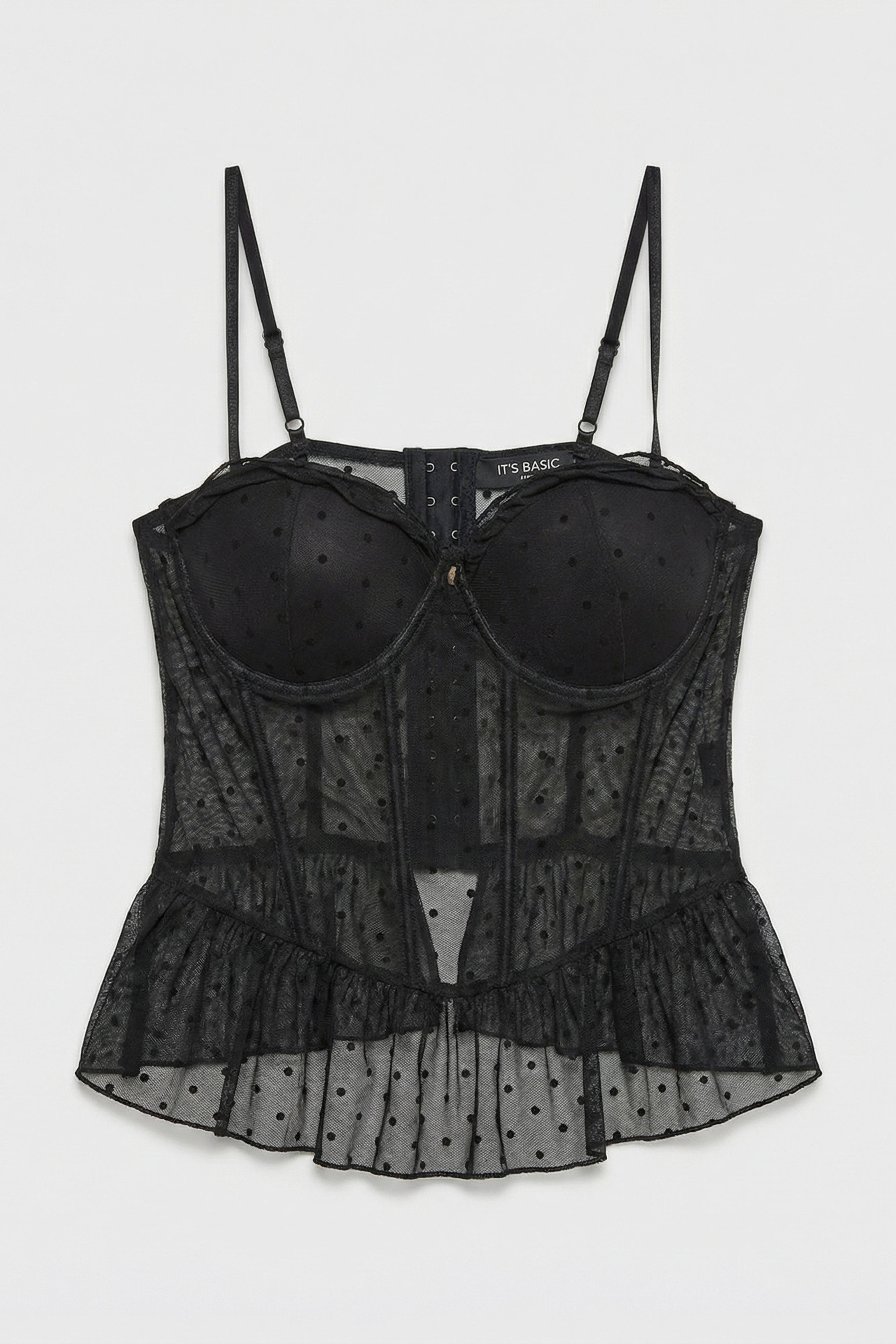 Kadın Siyah w5 Balenli Cup Destekli Askılı Büstiyer