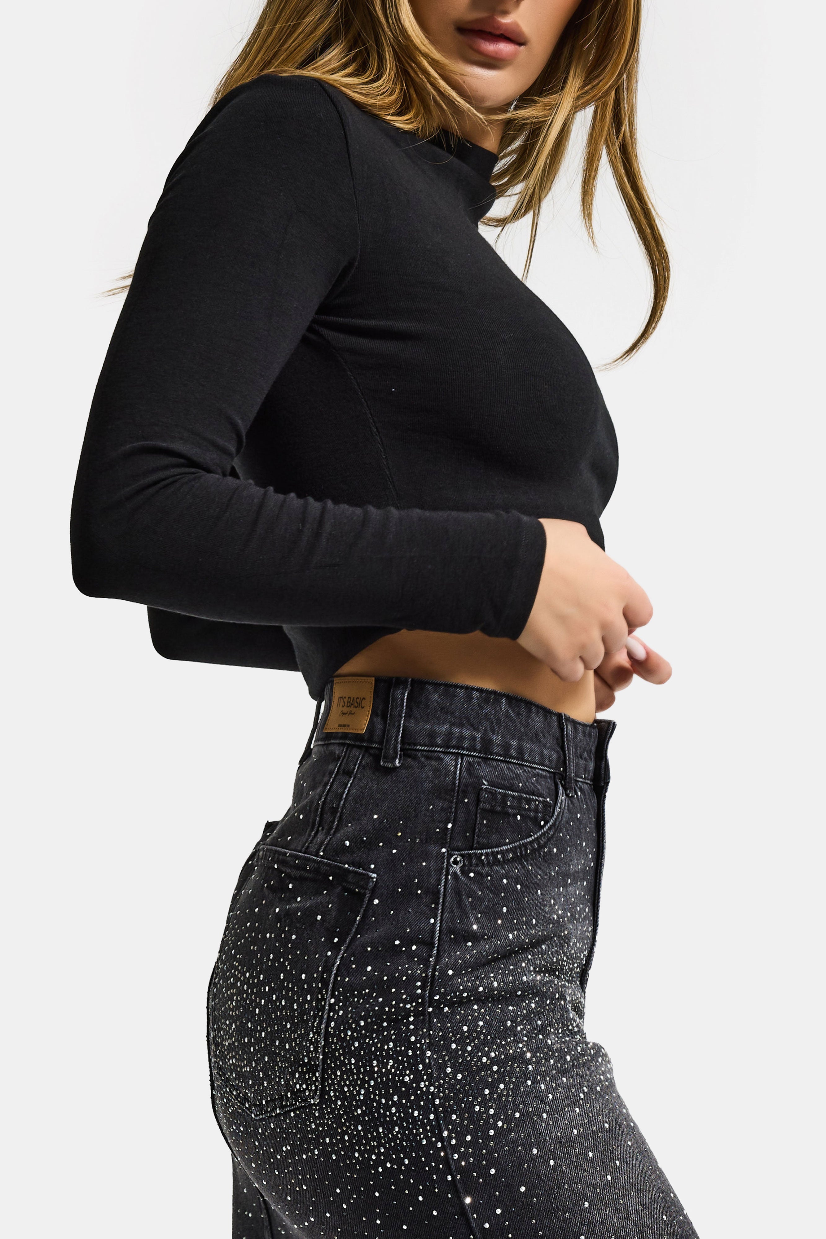 Kadın Siyah w5 %100 Pamuk Asimetrik Kesim Esnek Bluz Body