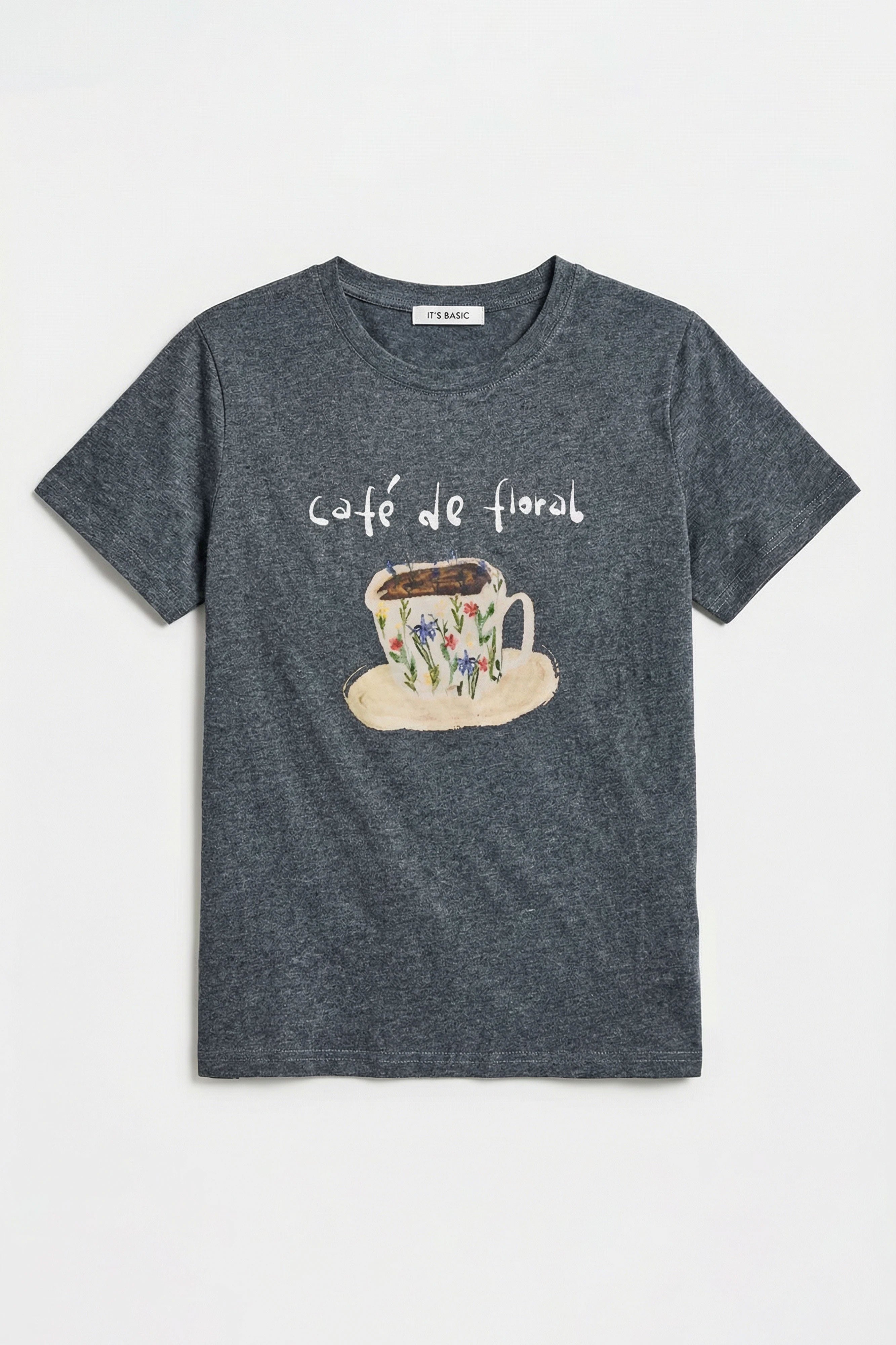 Kadın Gri w5 Oversize Özel Baskılı Tasarım T-Shirt