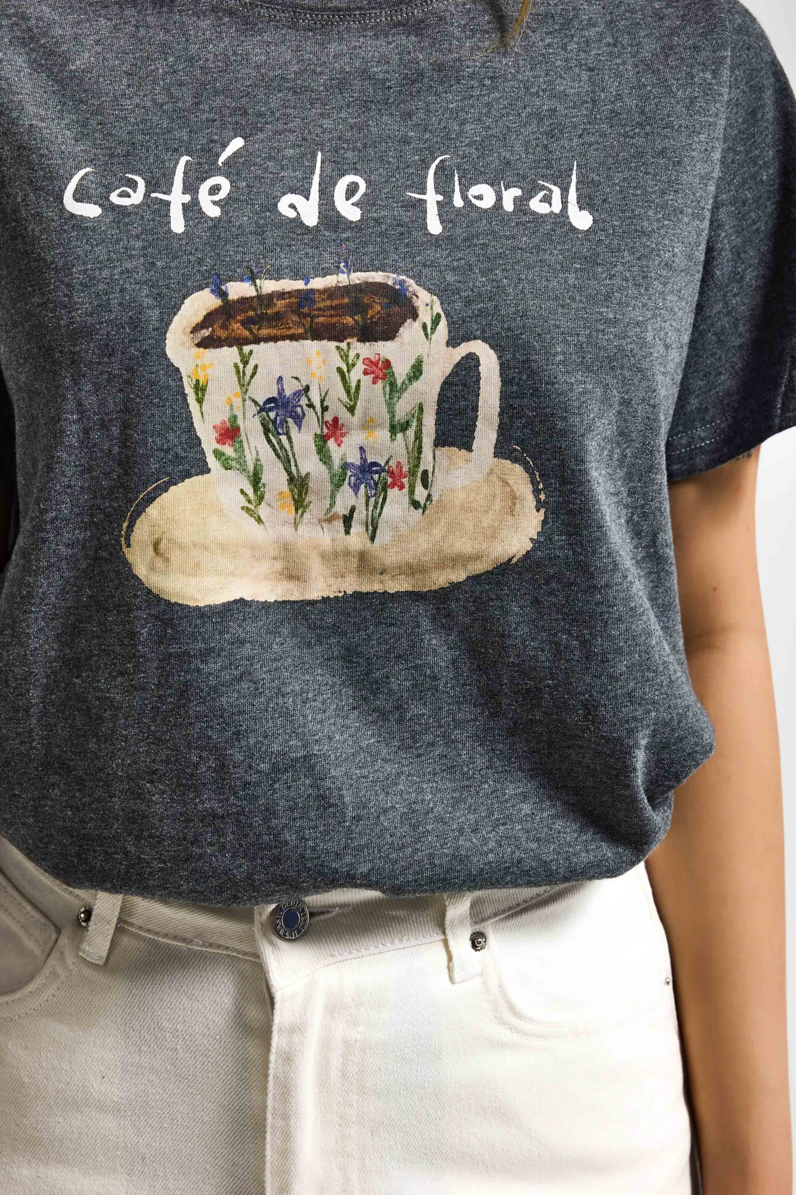 Kadın Gri w5 Oversize Özel Baskılı Tasarım T-Shirt