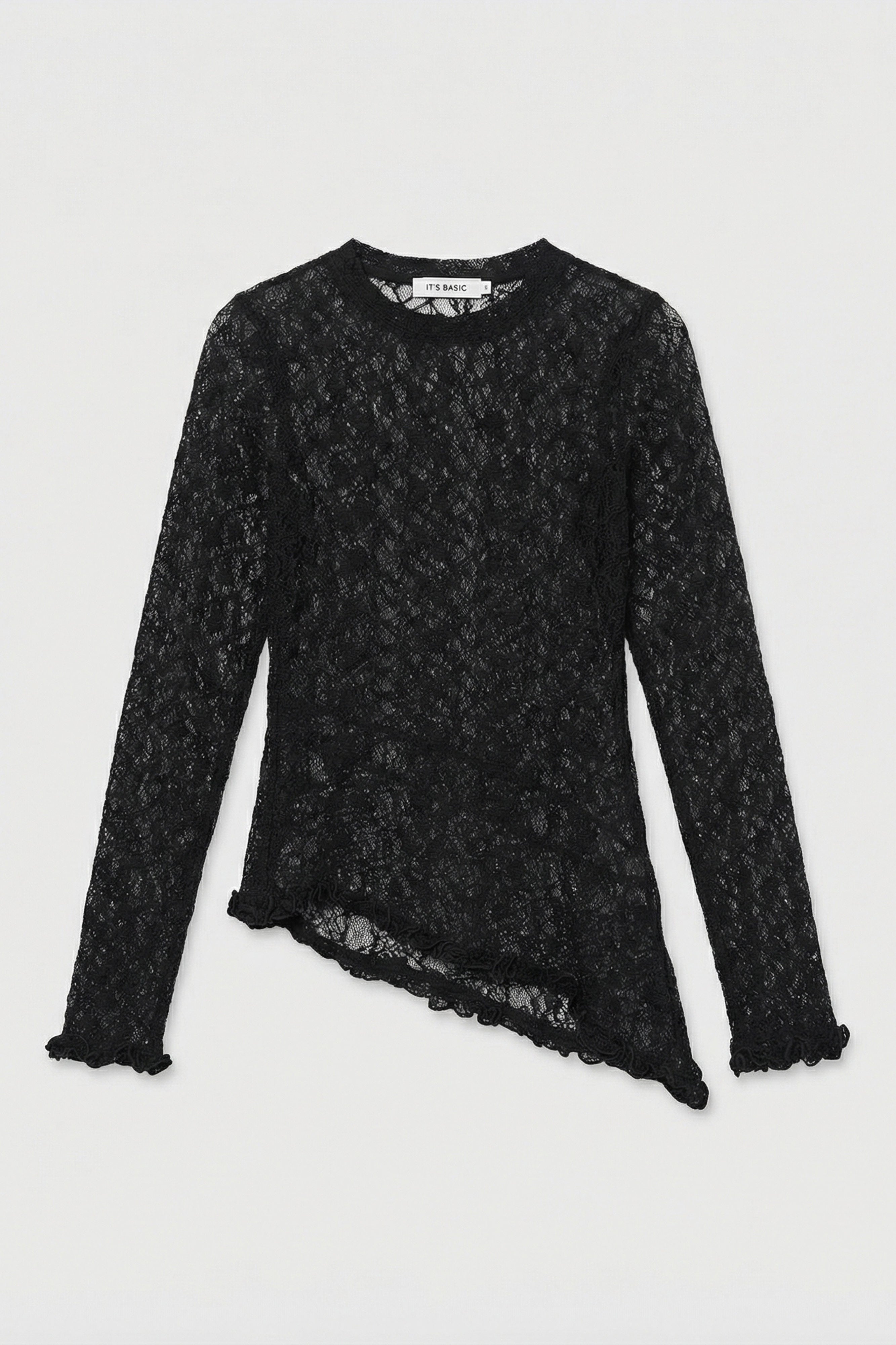 Kadın Siyah w5 Asimetrik Kesim Özel Örgü Dantel Tasarım Transparan Yazlık Triko