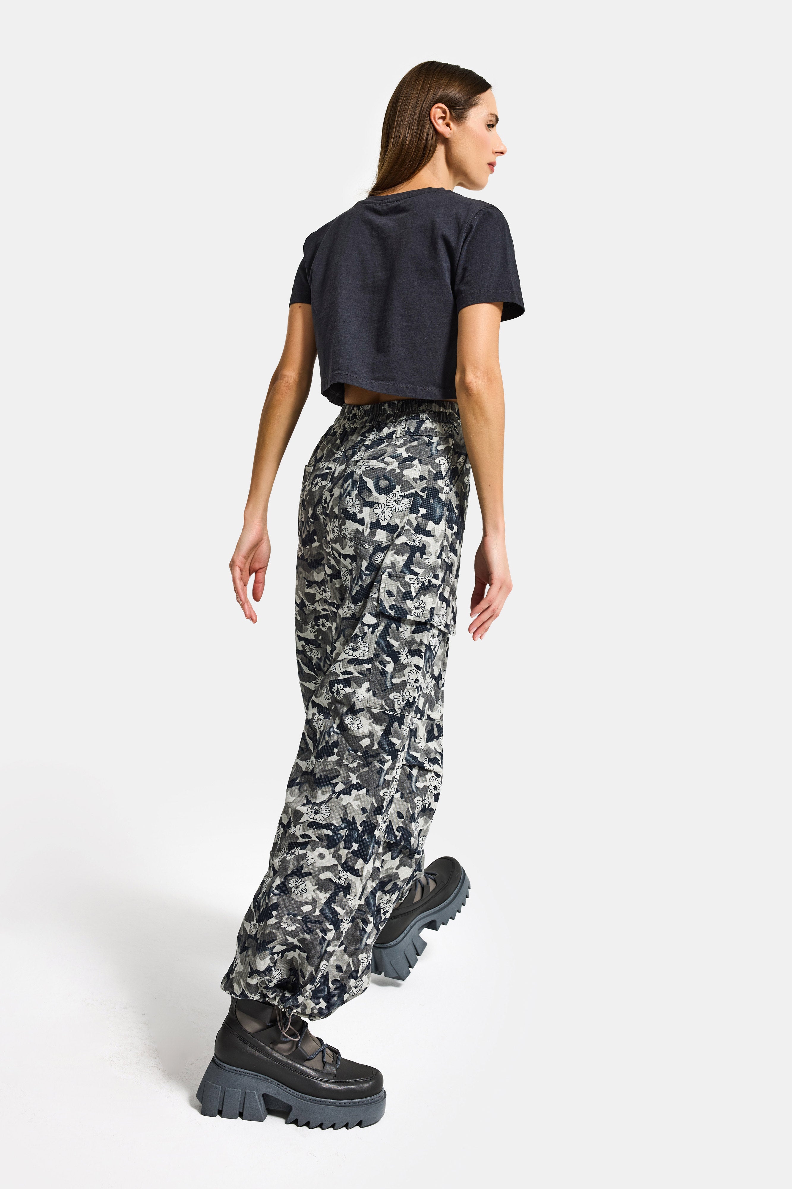 Kadın Kamuflaj w5 Kargo Cep Özel Kumaş Tasarım Pantolon