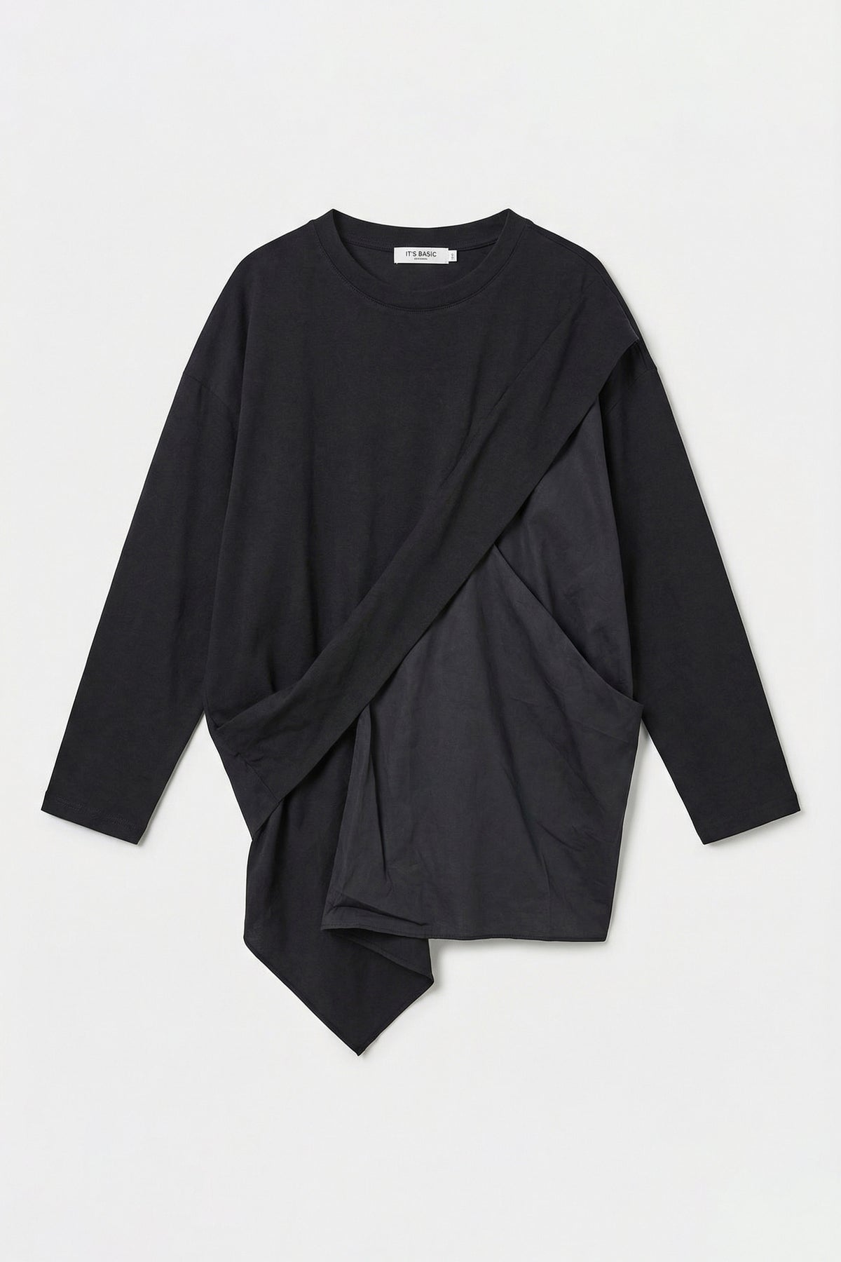 Women's Black w5 Oversize Two-Piece Design Shirt Sweatshirt