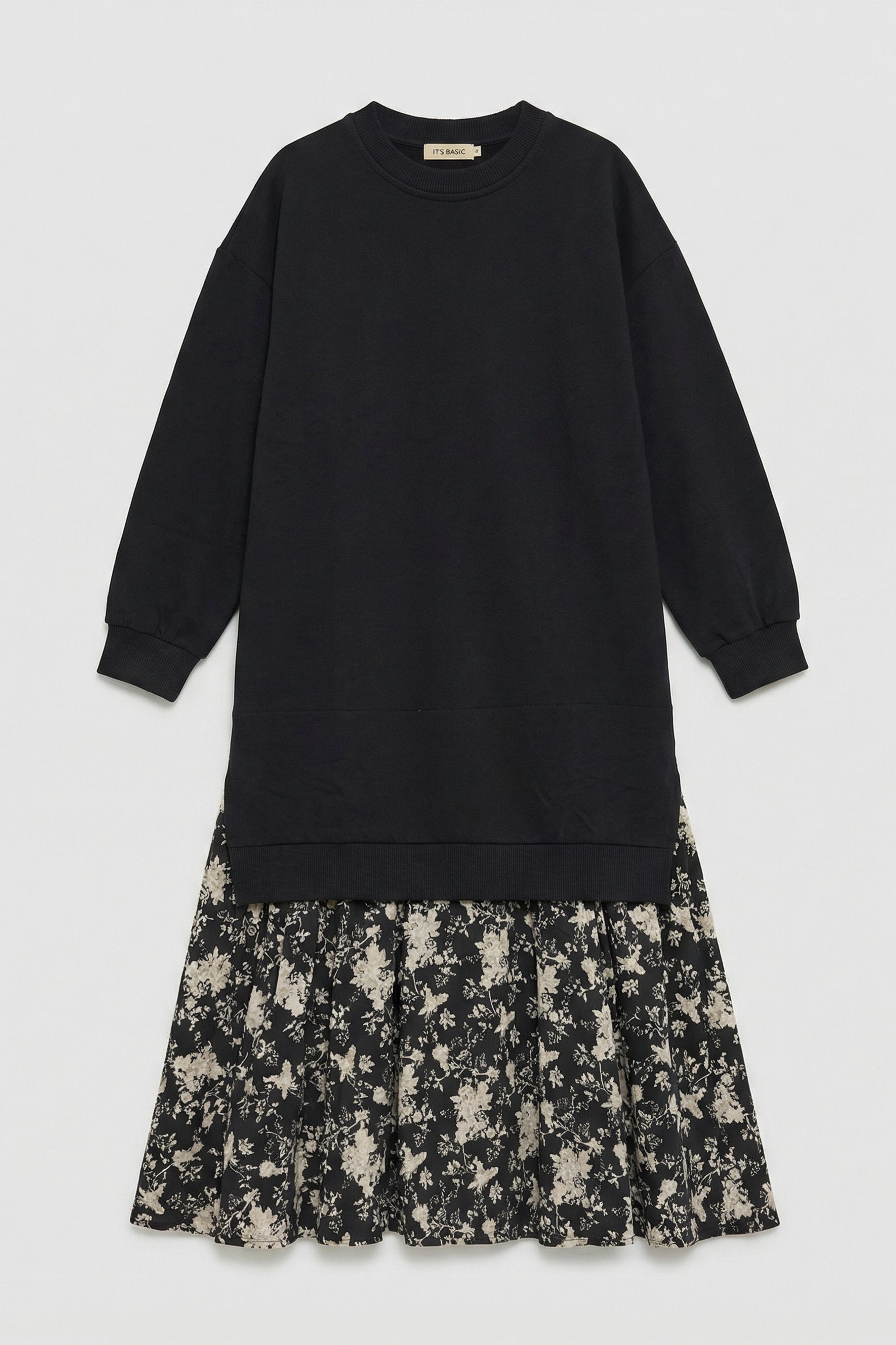 Women's Black w5 Sweatshirt Skirt One-Piece Design Dress
