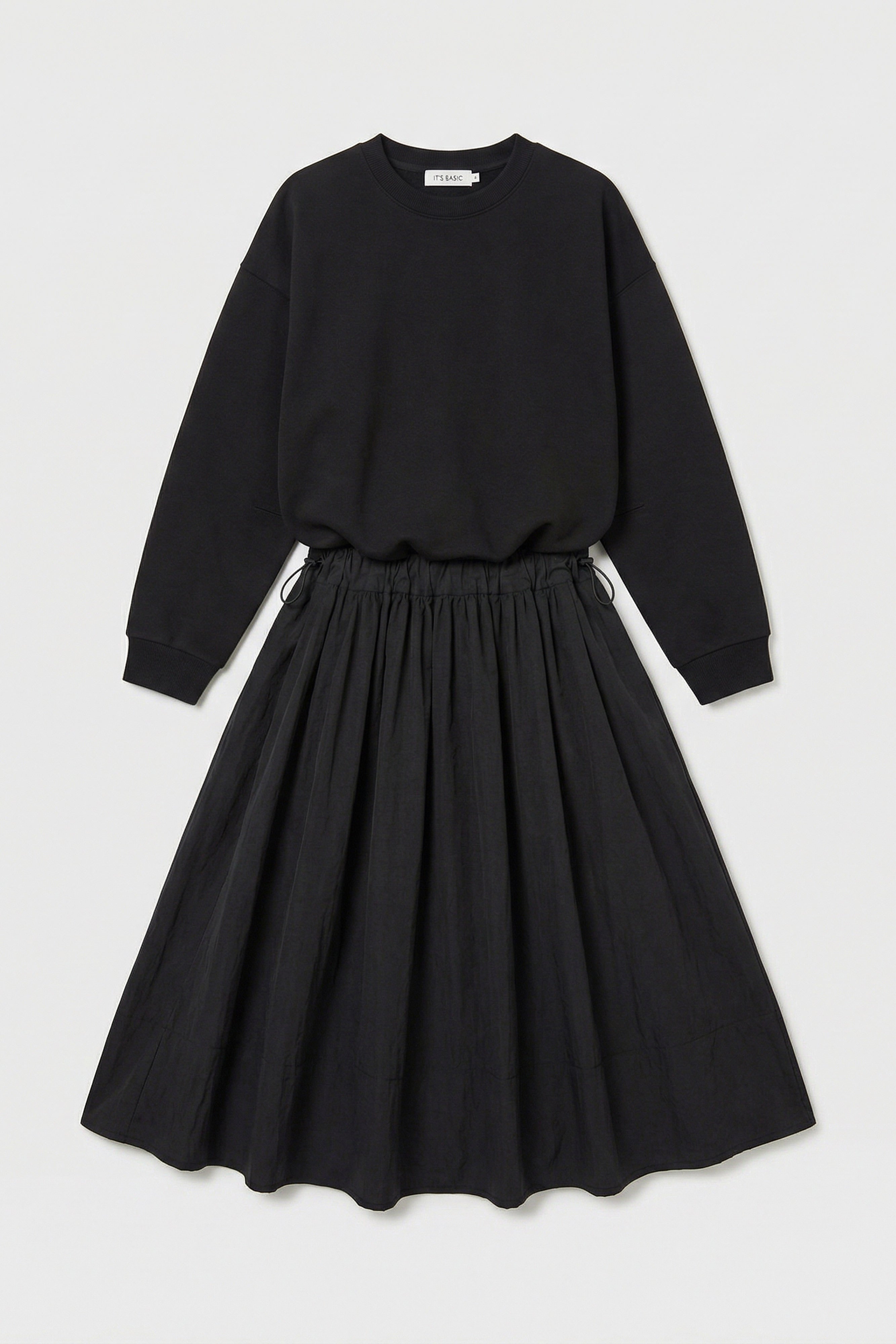 Women's Black w5 Sweatshirt Skirt One-Piece Design Dress