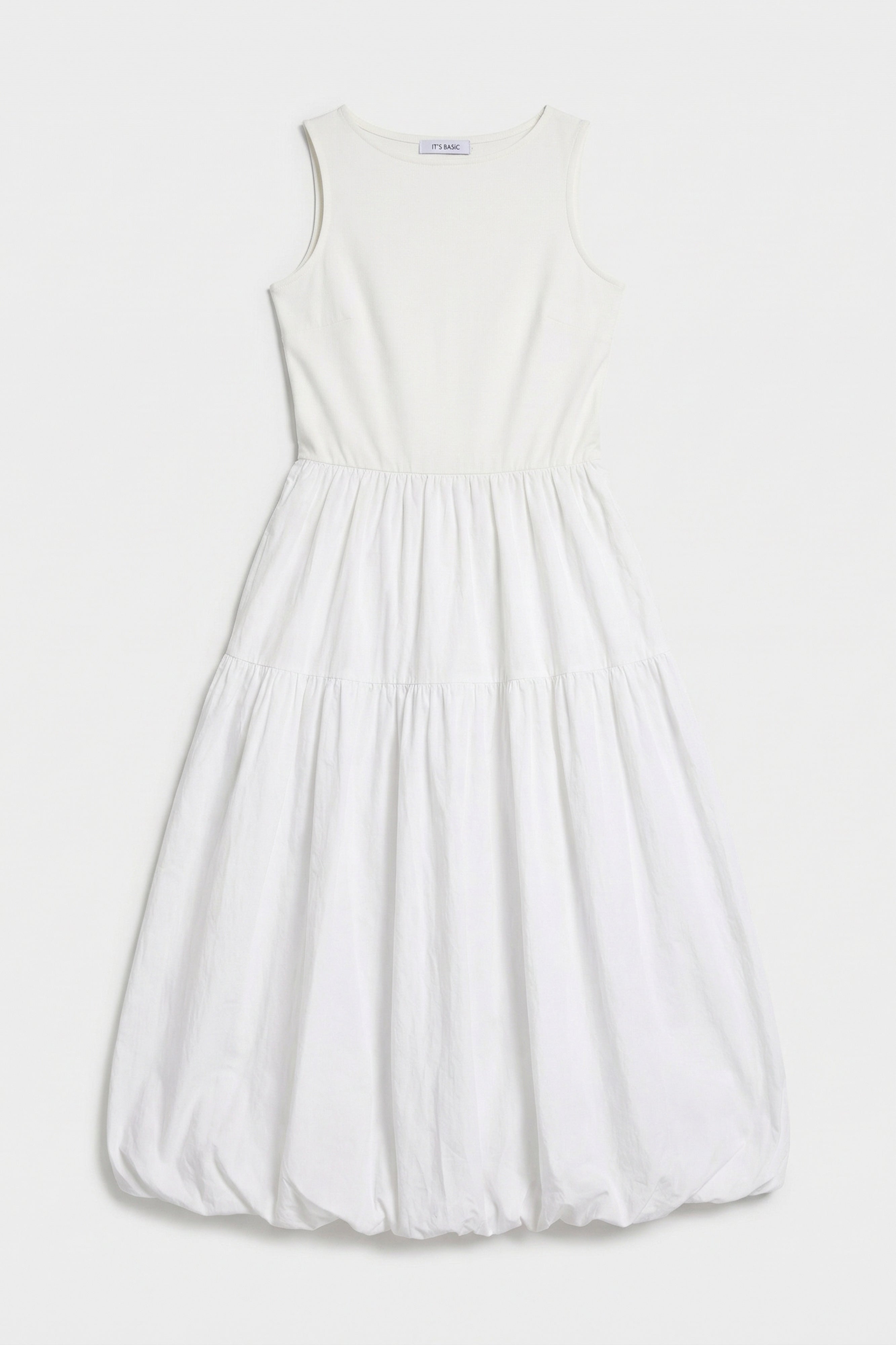 Kadın Beyaz w5 Balon Kesim %100 Organik Pamuk Tasarım Elbise