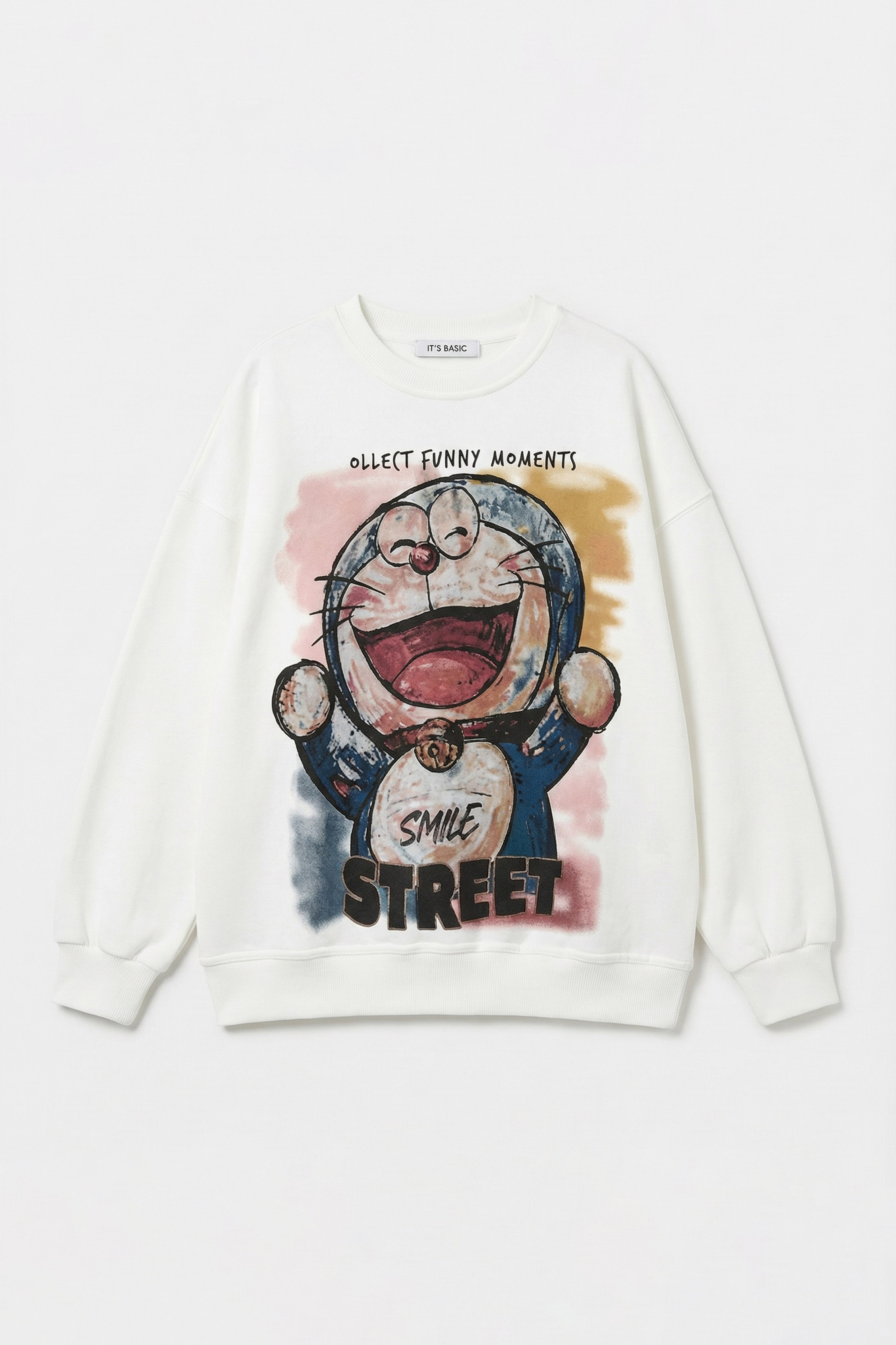Women's White w5 Oversize Printed 100% Cotton Organic Fabric Sweatshirt