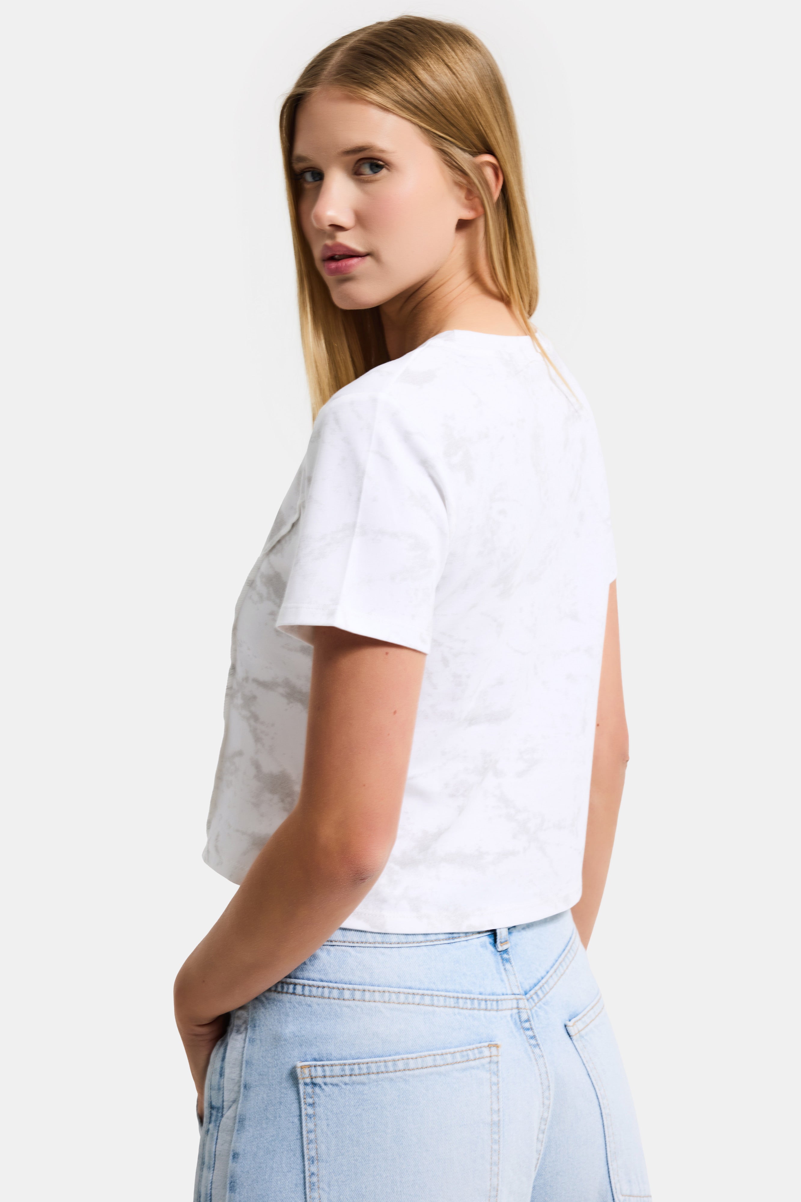 Kadın Beyaz w5 Özel Kumaş Elastan Crop Top