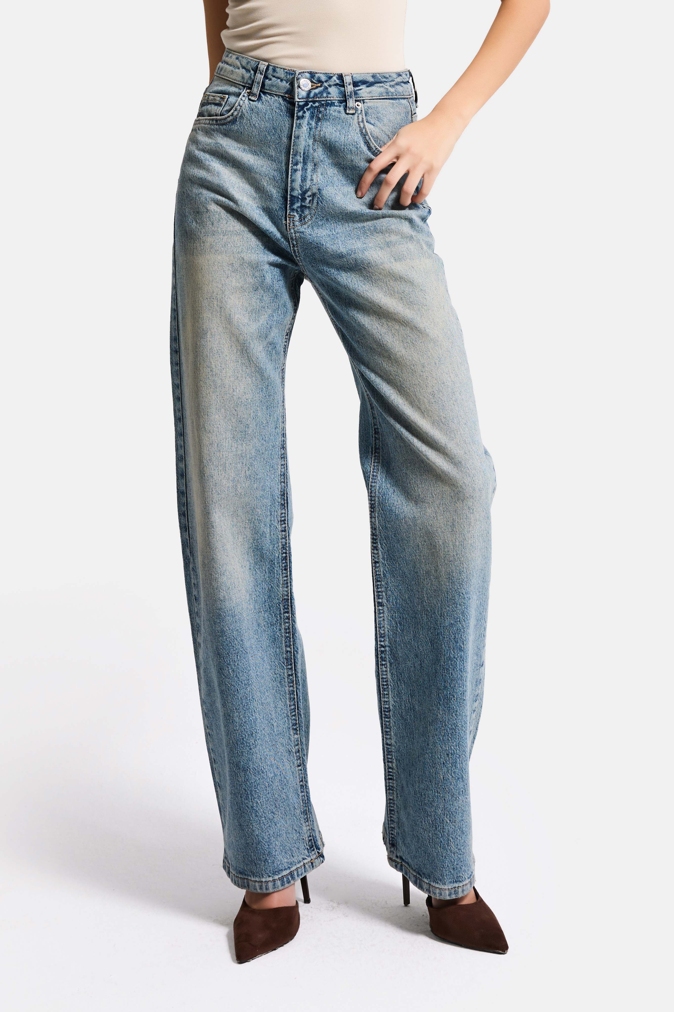 Kadın T.Kot Rengi 4s6-32 Straight Fit Yüksek Bel Komfort Kumaş Denim Jean