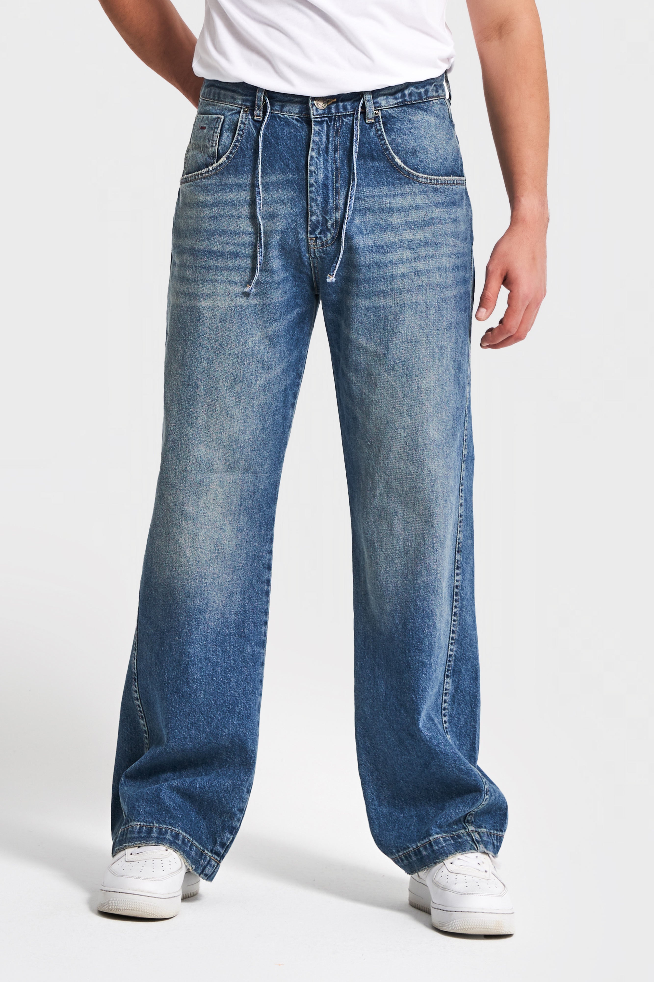 Erkek T.Kot Rengi NC17 2w5-32 Relaxed Baggy Fit Kemeri Bağcıklı İç Boy 79cm %100 Koton Denim Jean