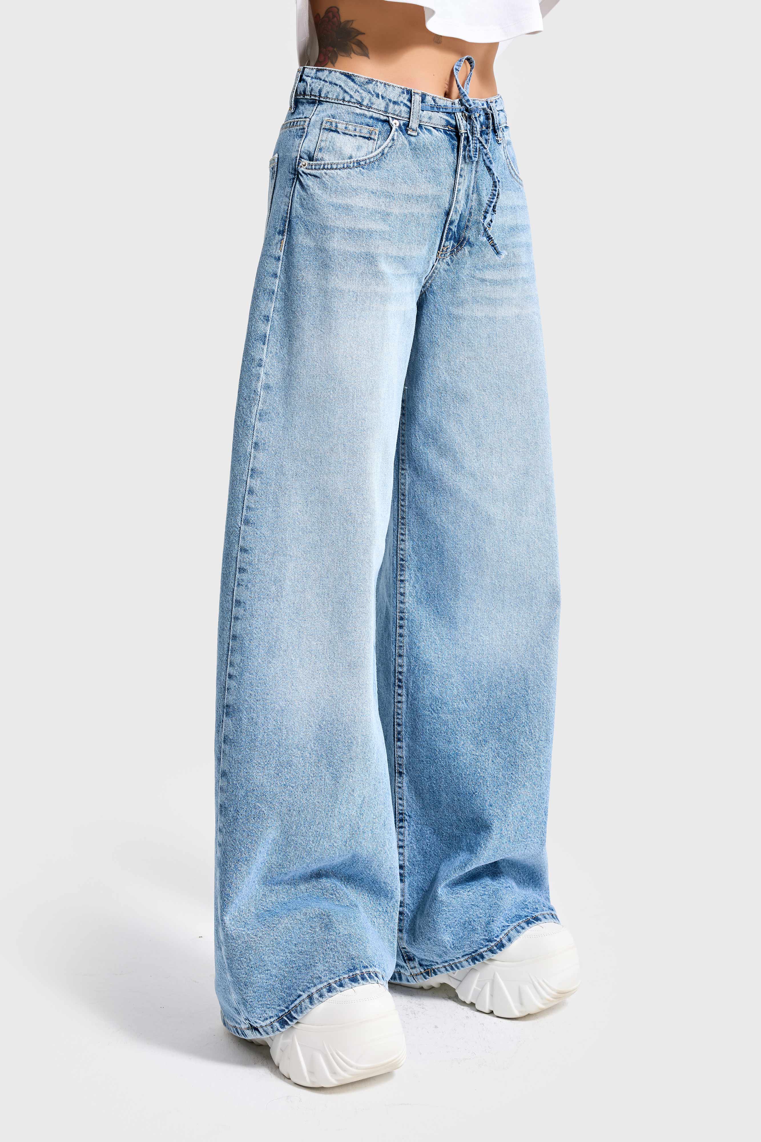 Женские джинсы цвет 4S527 Super Palazzo Fit со шнуровкой 100% хлопок деним