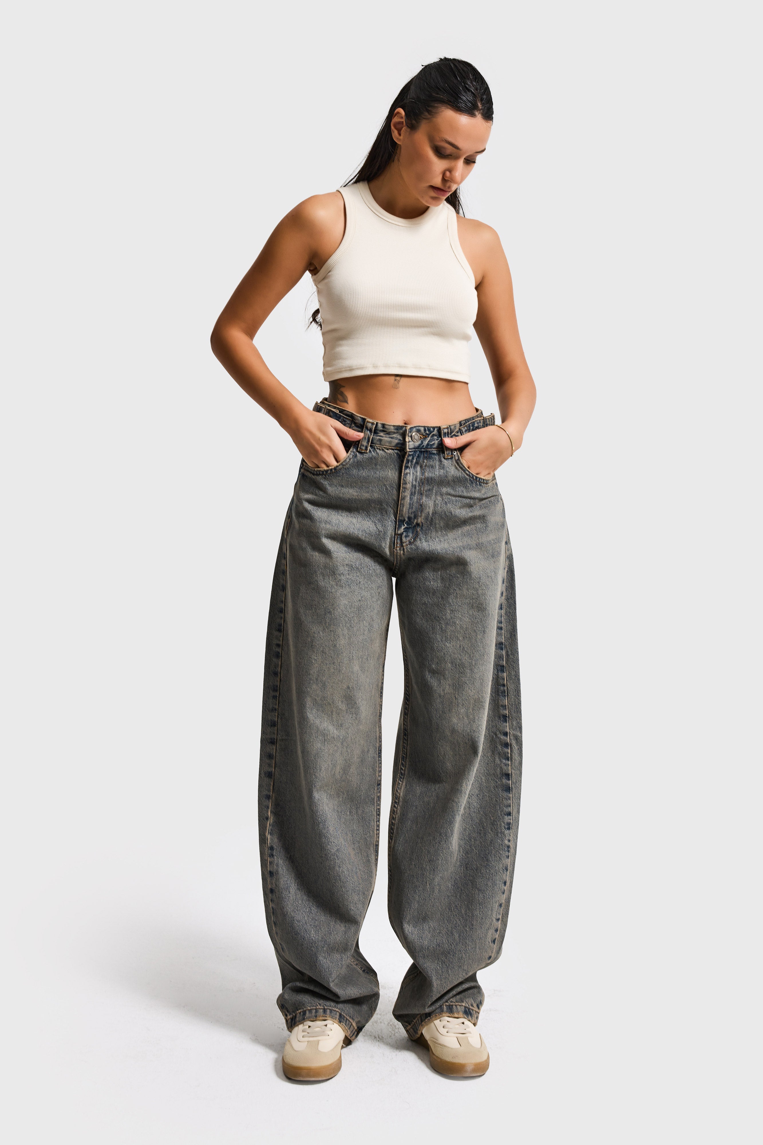 Kadın T.Kot Rengi Lotus 2w5-134 Baggy Fit İç Boy 83cm %100 Koton Denim Jean