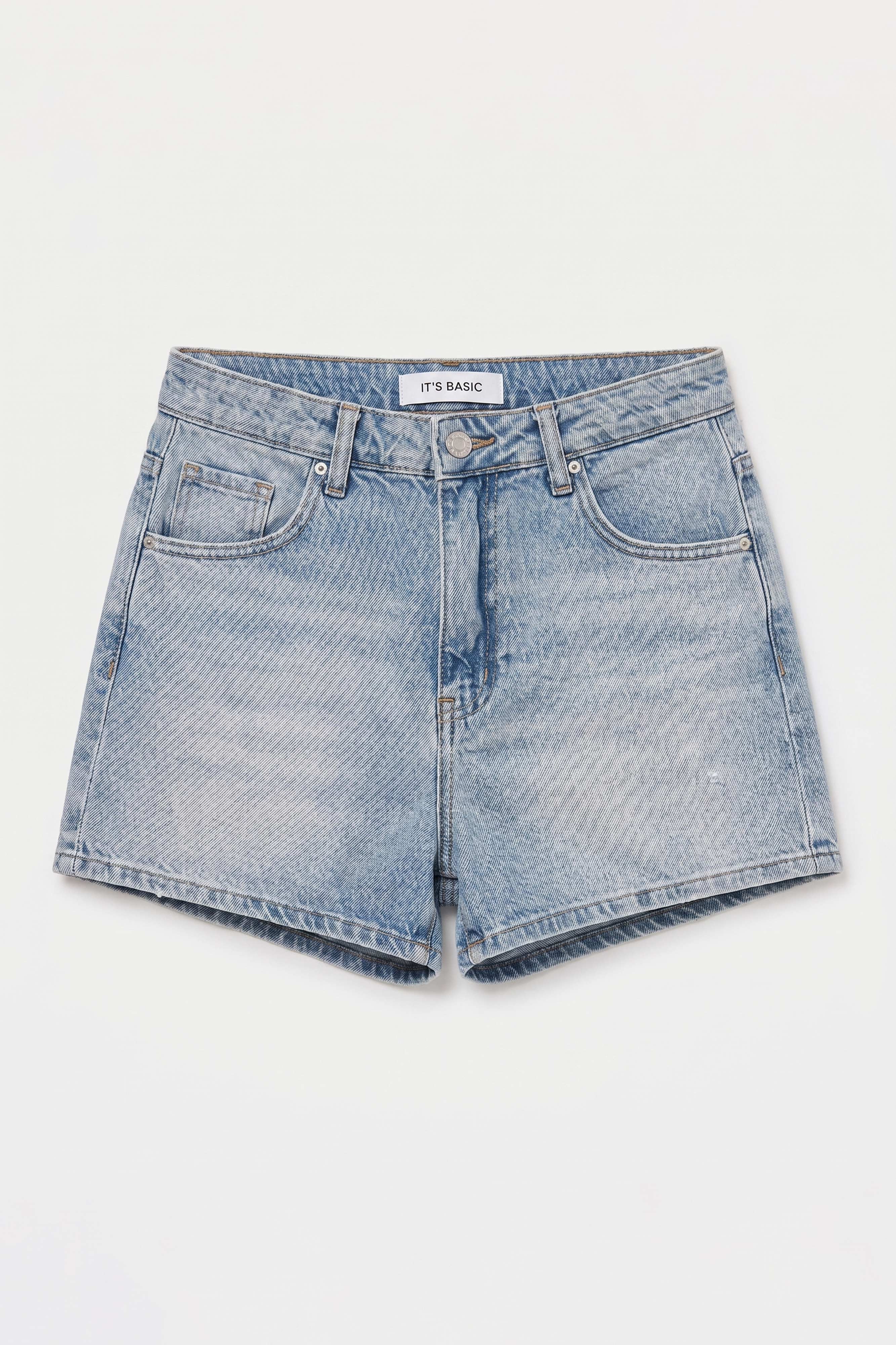 Kadın Mavi 4s6-32 Mom Mini Fit Denim Şort