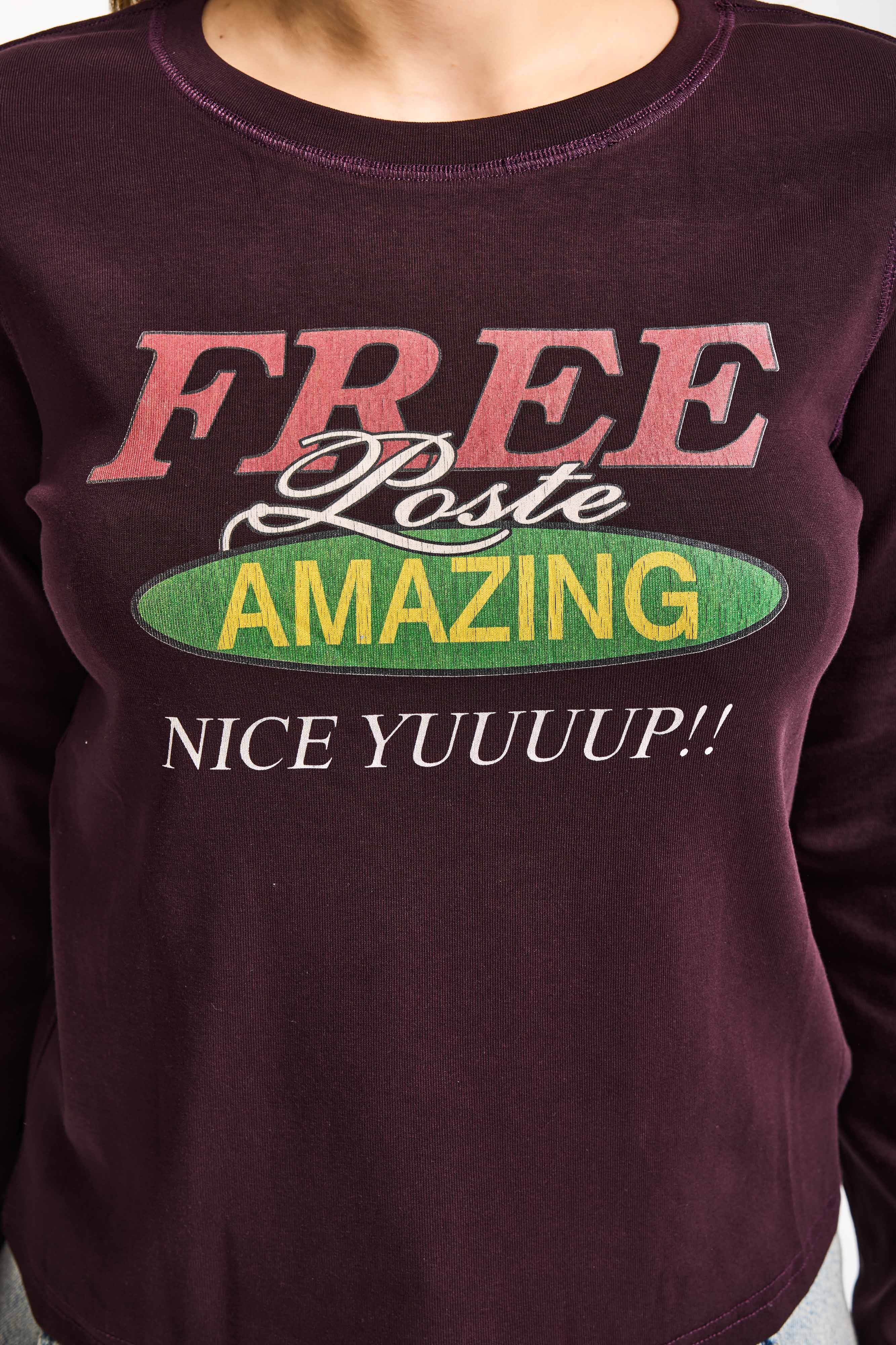 Kadın Kahve Bordo w5 Free Amazing Baskılı Tasarım Sweatshirt