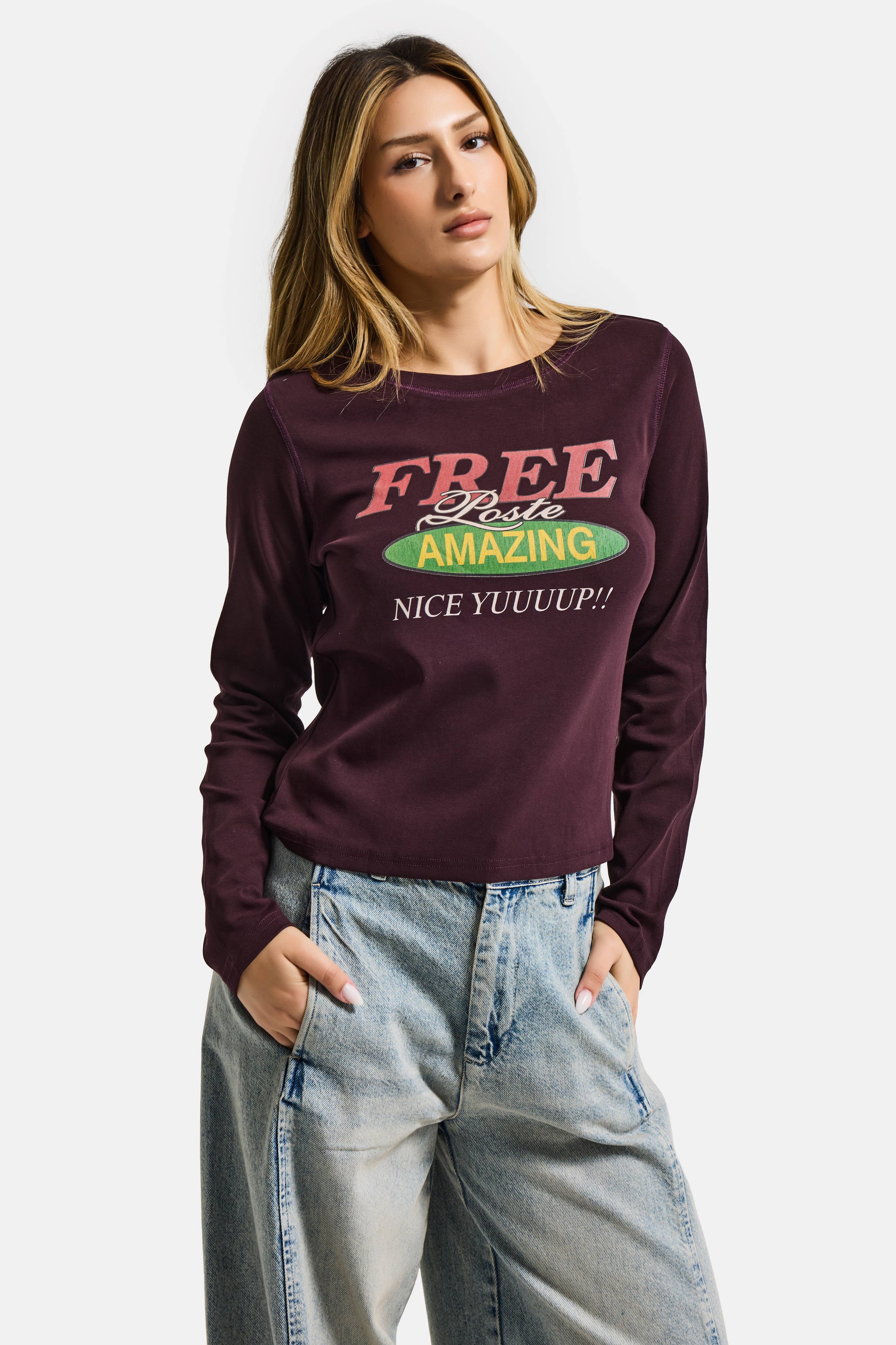 Kadın Kahve Bordo w5 Free Amazing Baskılı Tasarım Sweatshirt