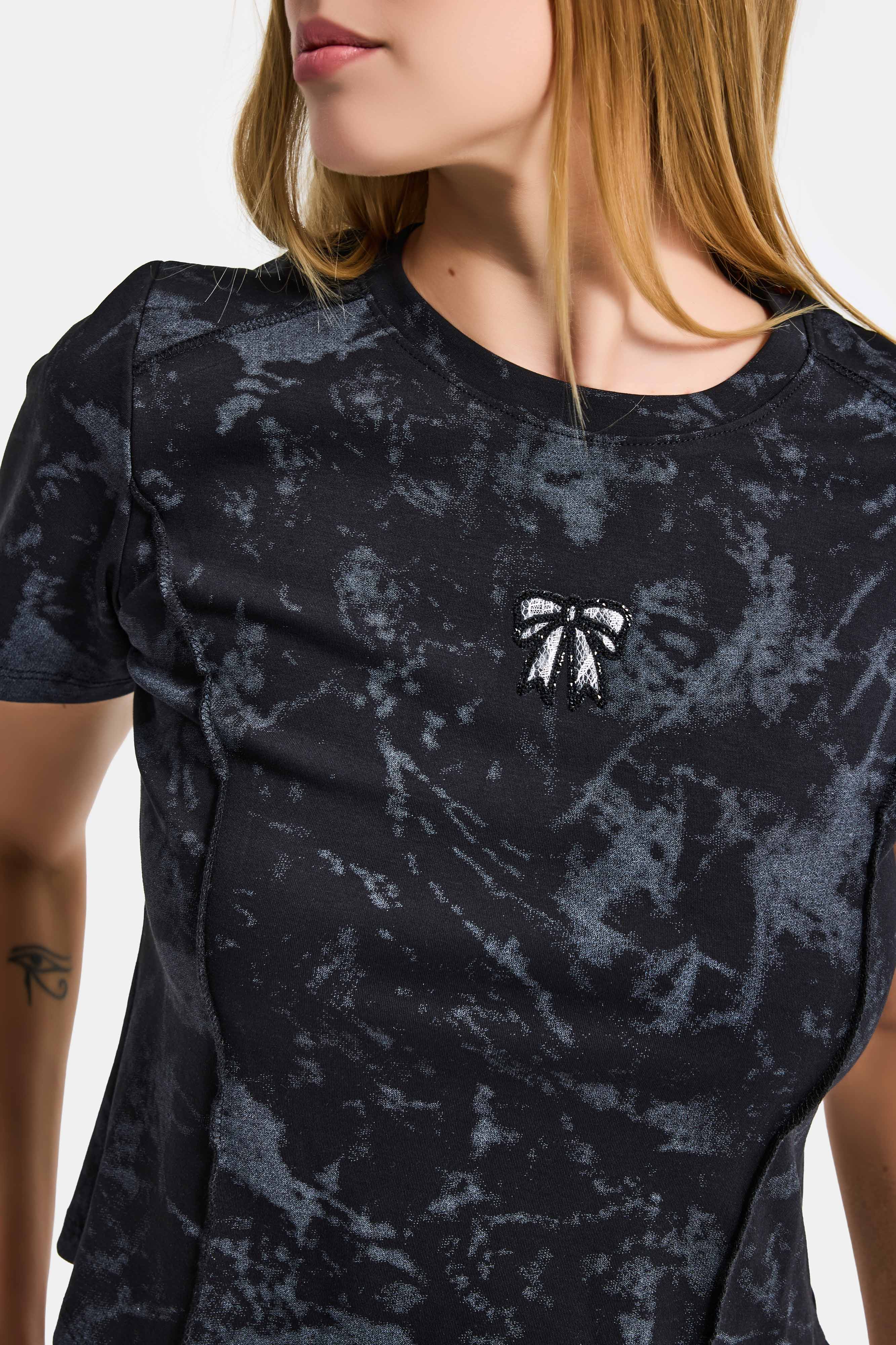 Kadın Siyah w5 Özel Kumaş Elastan Crop Top