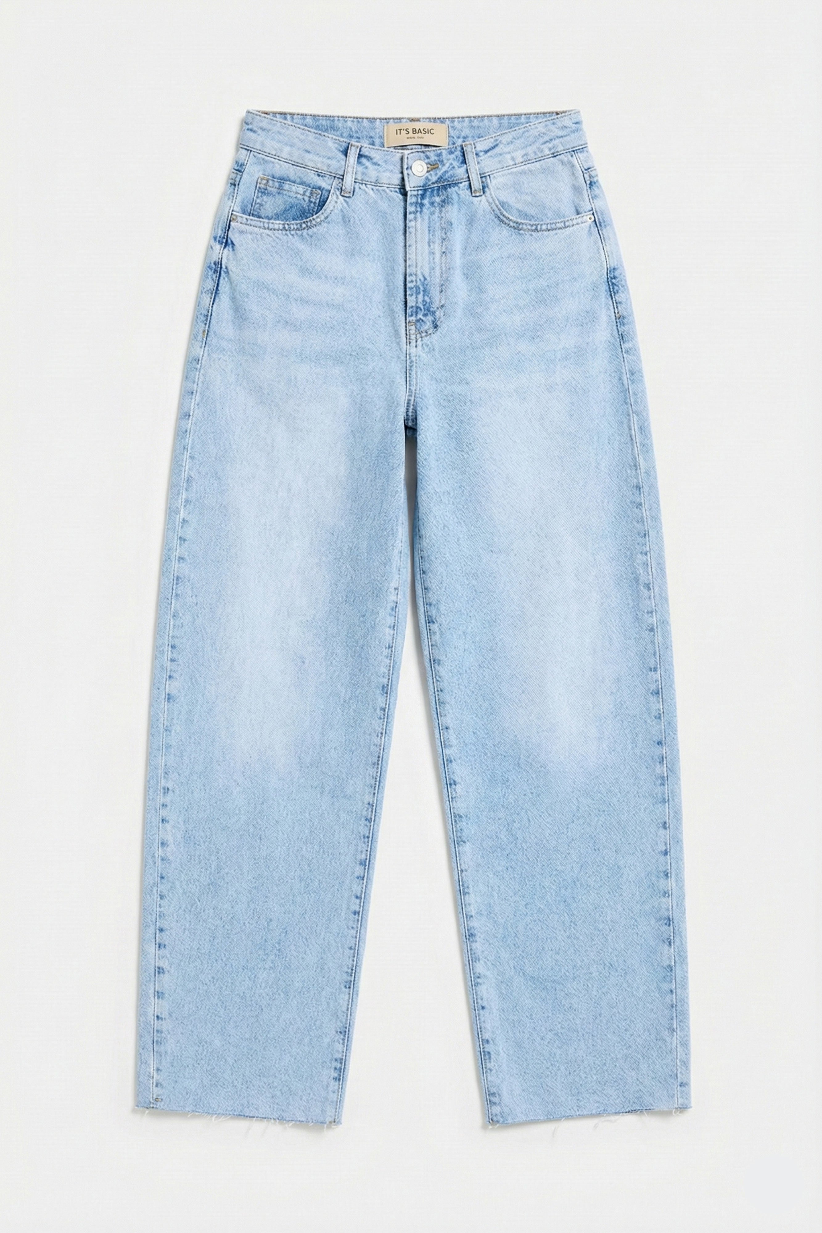 Kadın Ice Renk 4s6-27 Regular Fit Yüksek Bel %100 Koton Rahat Kesim Denim Jean