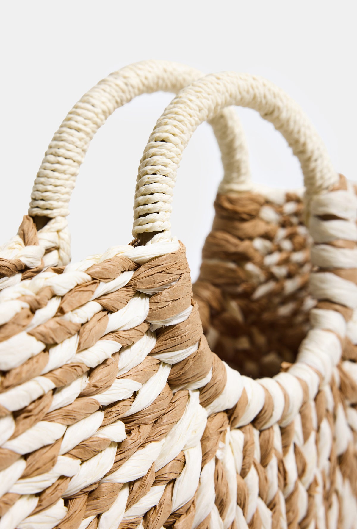 Beige Special Handmade Paper Woven Design Handbag