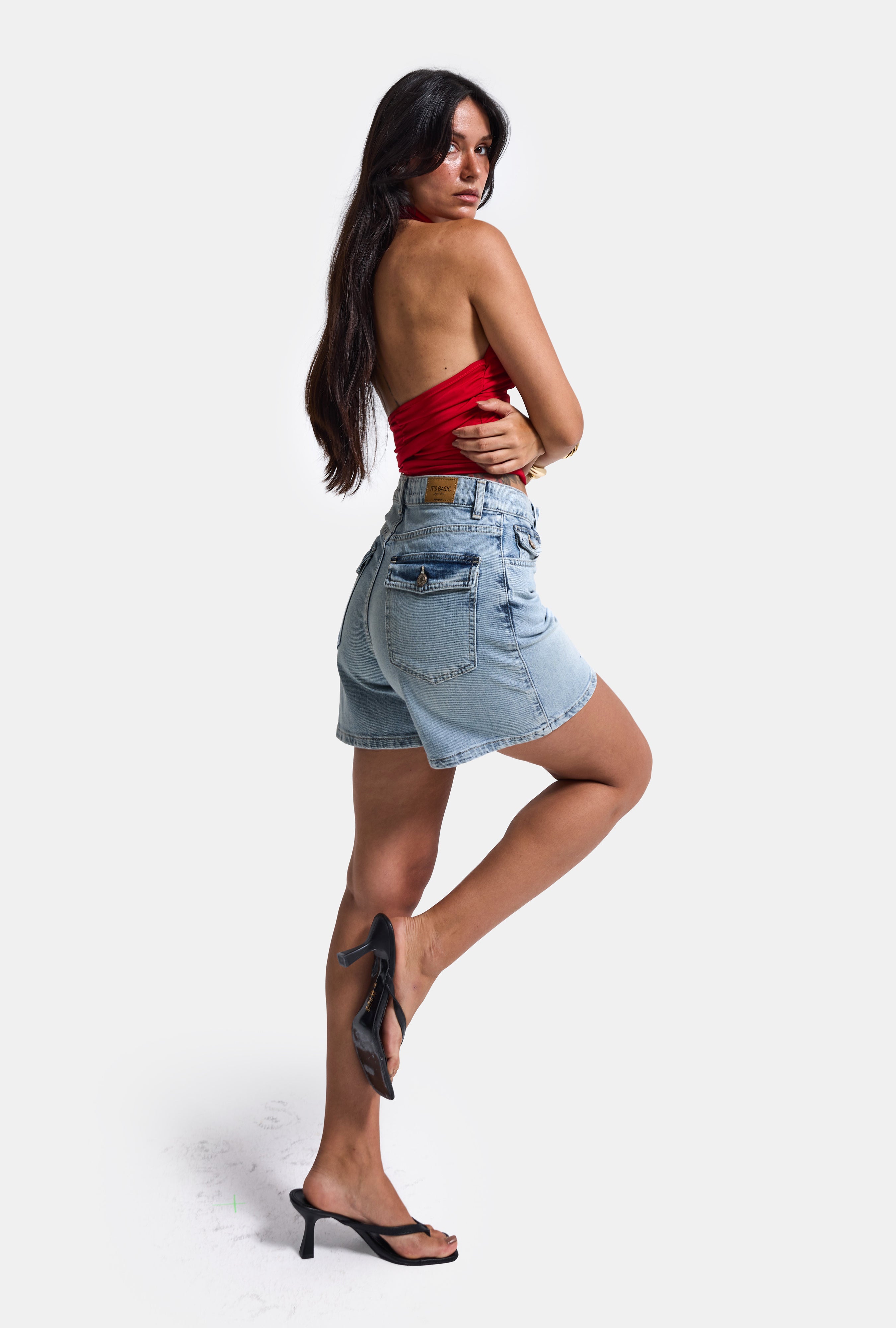 Kadın Ice 4s6-3 Relax Fit Midi Boy Esnek Kumaş Denim Şort