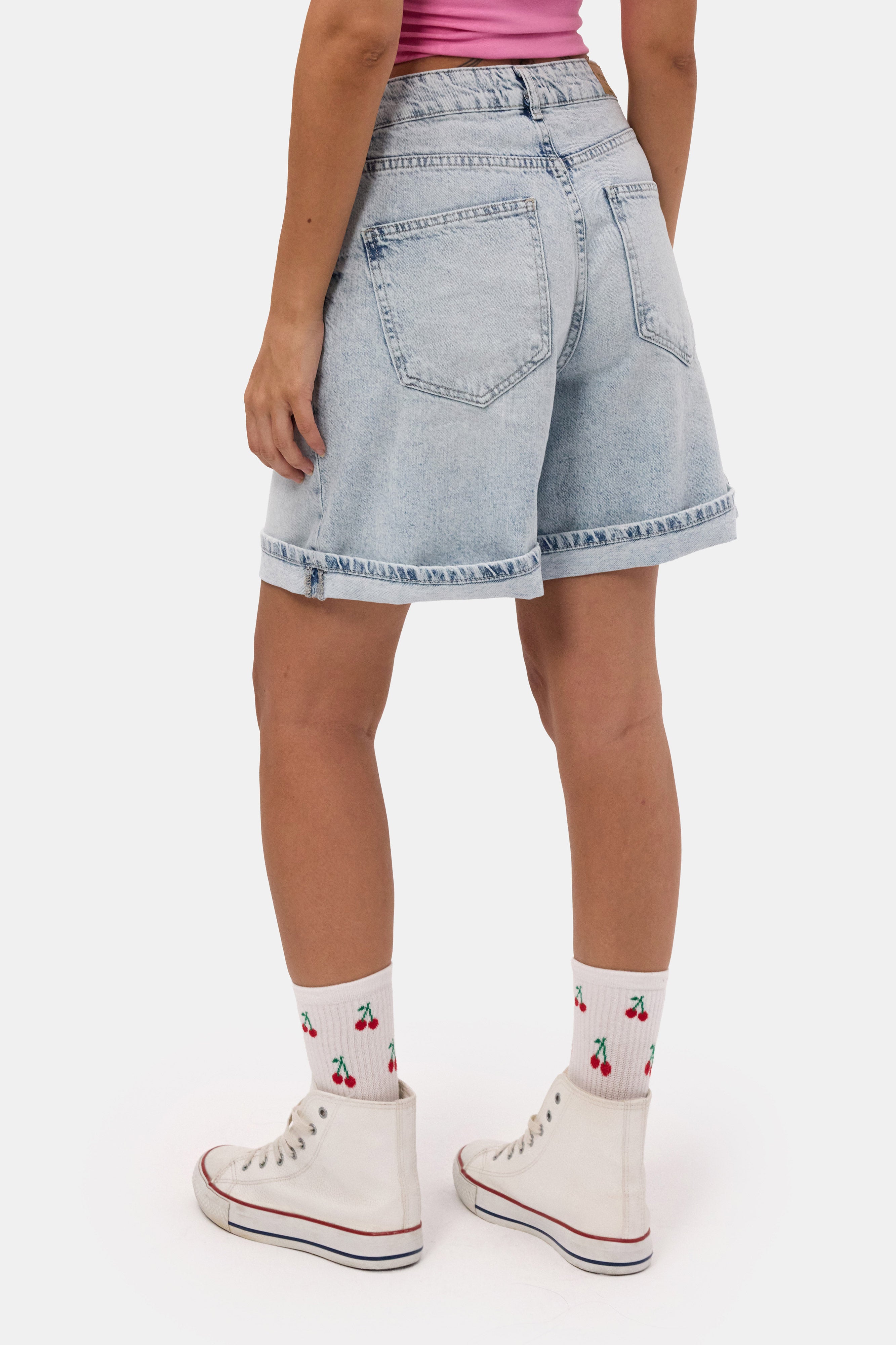 Kadın Ice 4s6-3 Relax Fit Bol Kesim Duble Paça Denim Şort