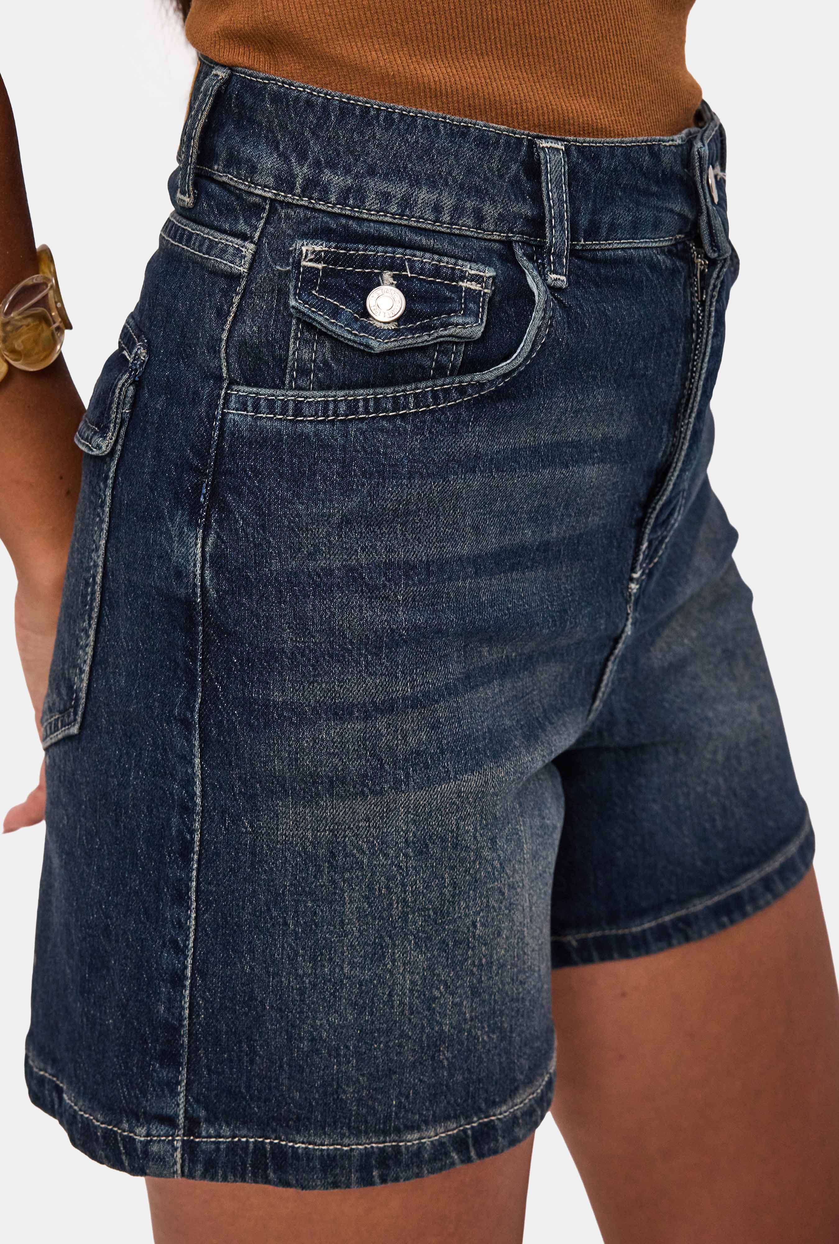 Kadın Tint 2s6-8 Relax Fit Midi Boy Esnek Kumaş Denim Şort