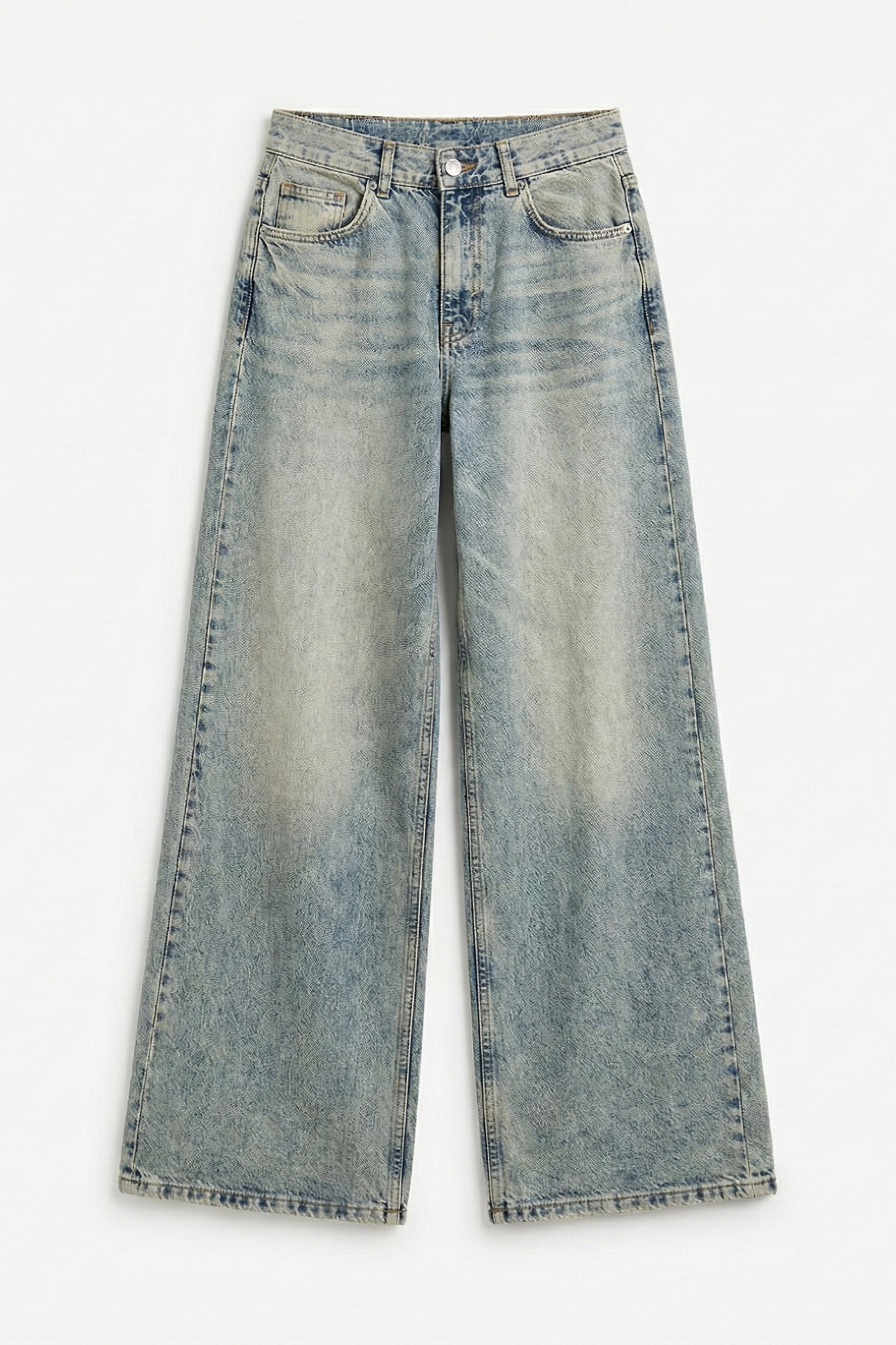 Kadın T.Kot Rengi Hera 4s6-67 Palazzo Fit %100 Koton Orta Bel Denim Jean