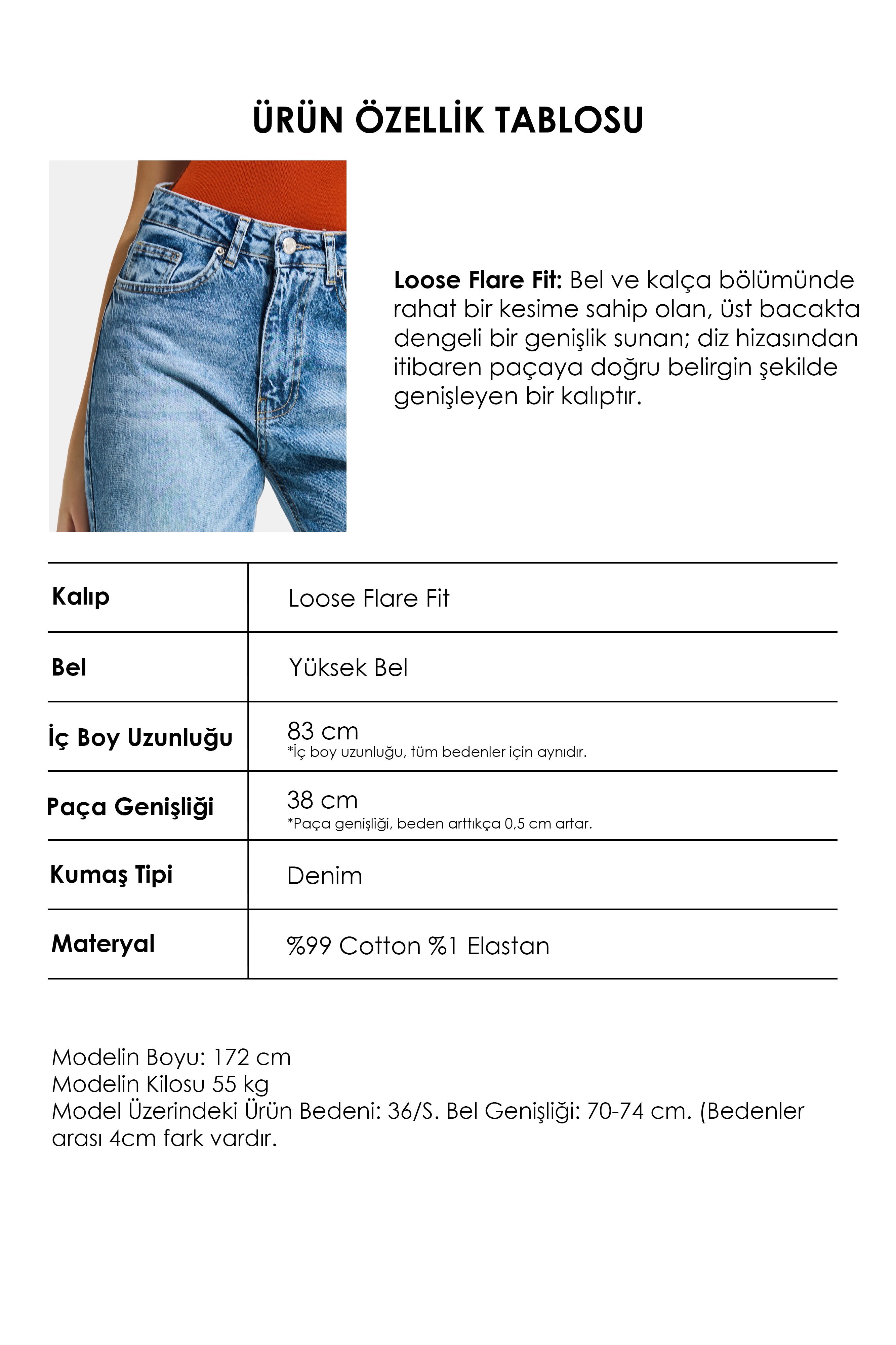 Kadın Mavi 4s6-4 MRY Flare Fit Komfort Kumaş Denim Jean