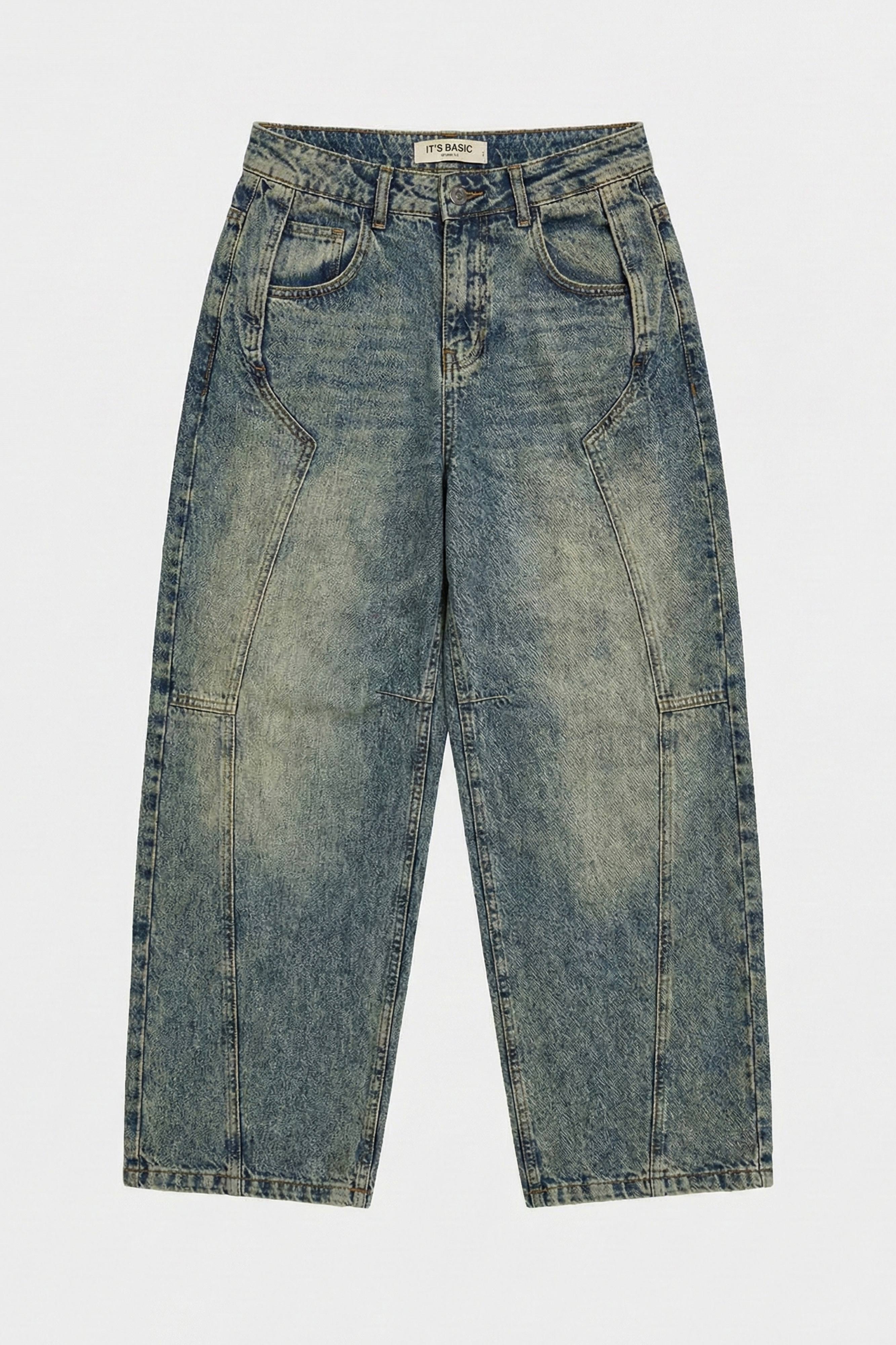 Kadın T.Kot Rengi 4w5-85 Barrel Fit Cep Detaylı %100 Koton Tasarım Denim Jean