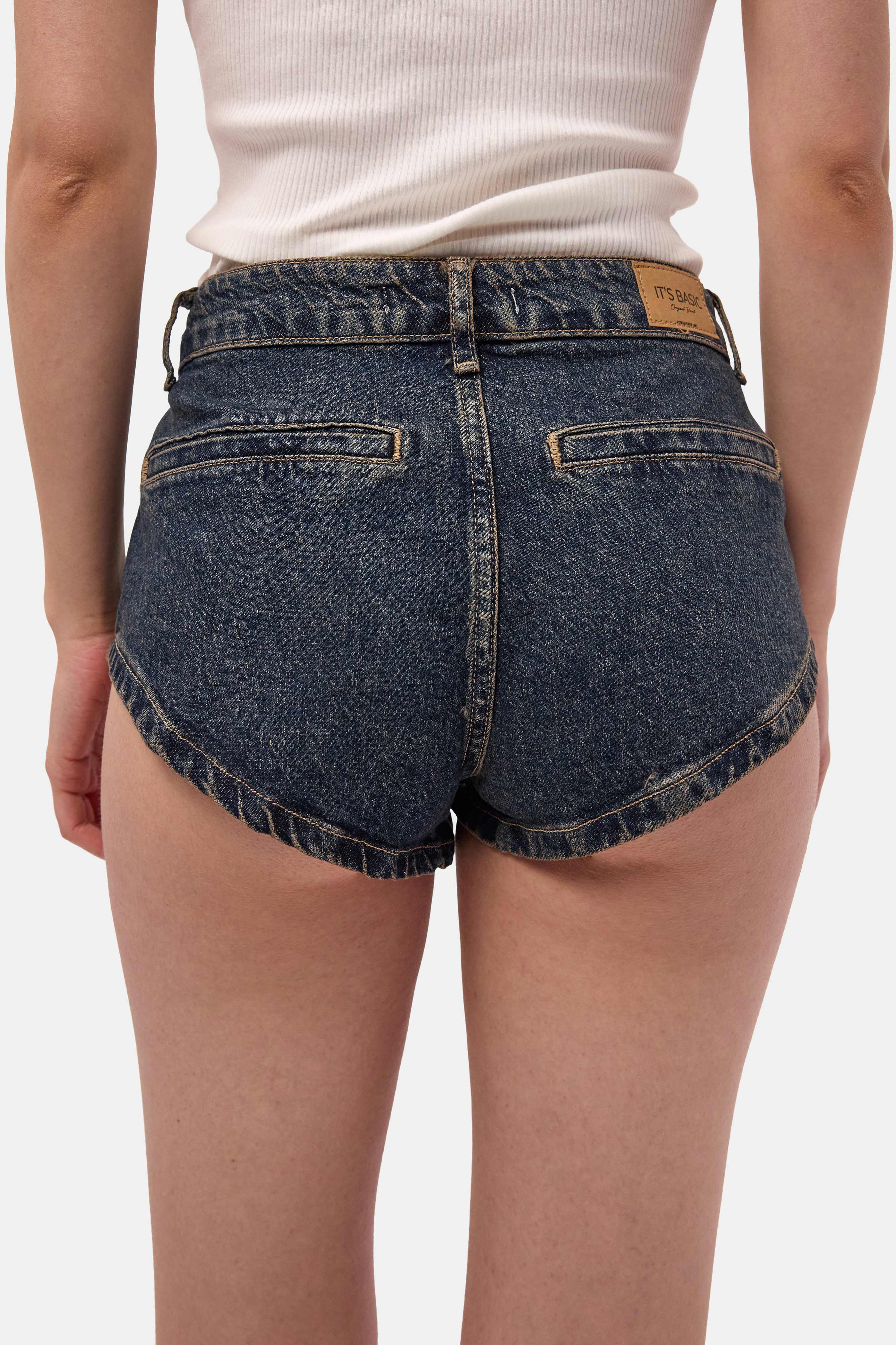 Kadın Koyu Kot 11s6 Süper Mini %100 Koton Denim Şort