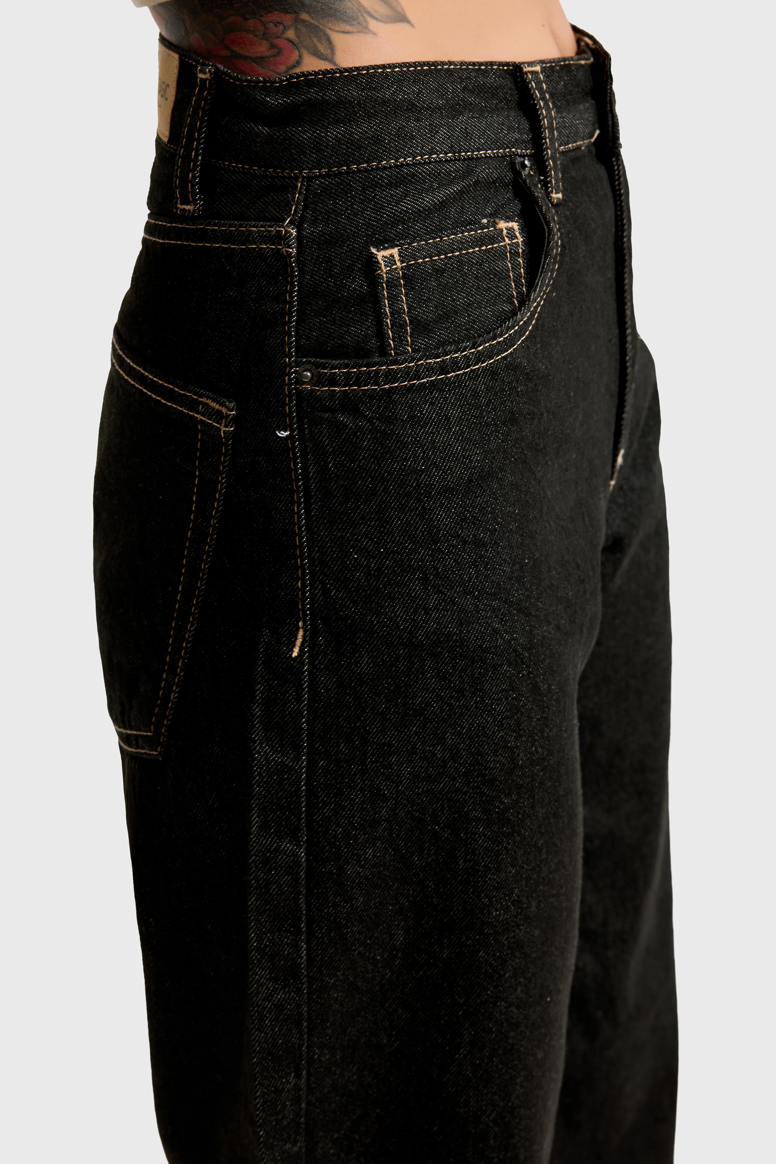 Kadın Koyu Kot Su Yıkama Renk 7w5-132 Loose Fit Orta Bel %100 Koton İç Boy 80cm Denim Jean