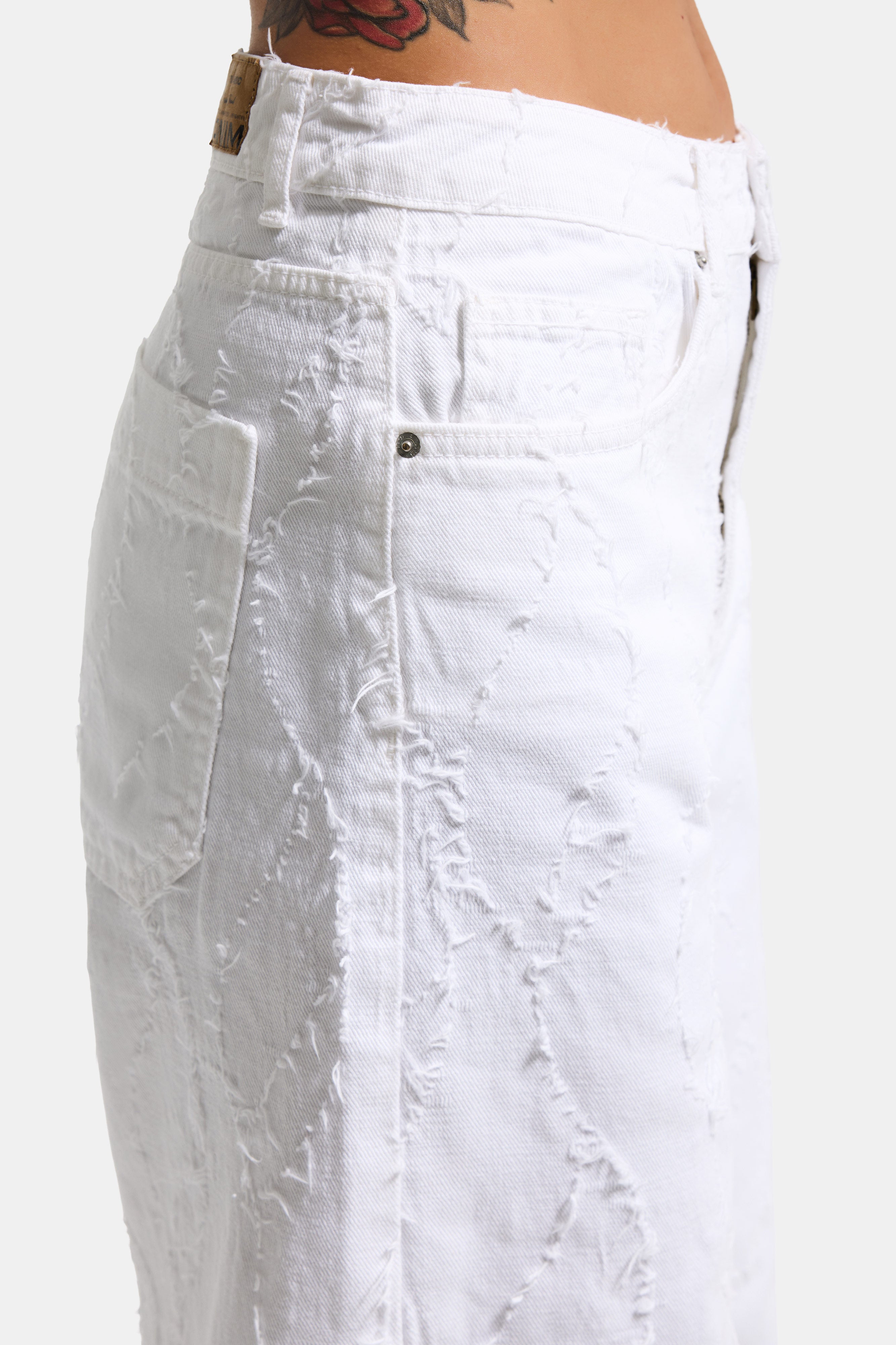 Женский белый цвет ткани особенность палаццо крой дизайн деним