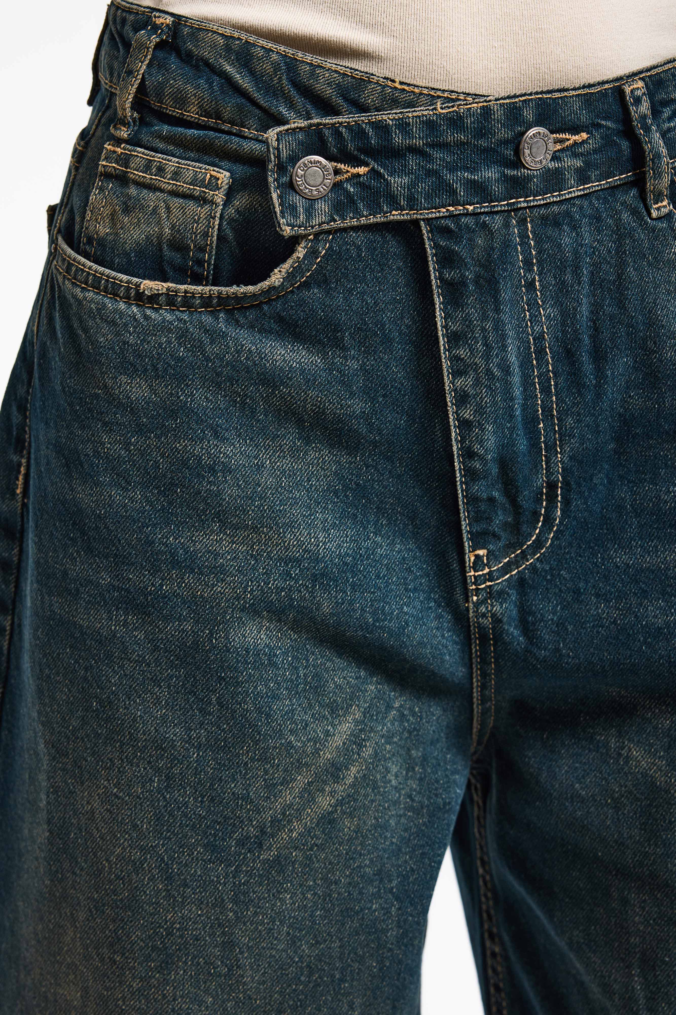 Женский темный оттенок цвета Mega Baggy Fit свободного кроя деним