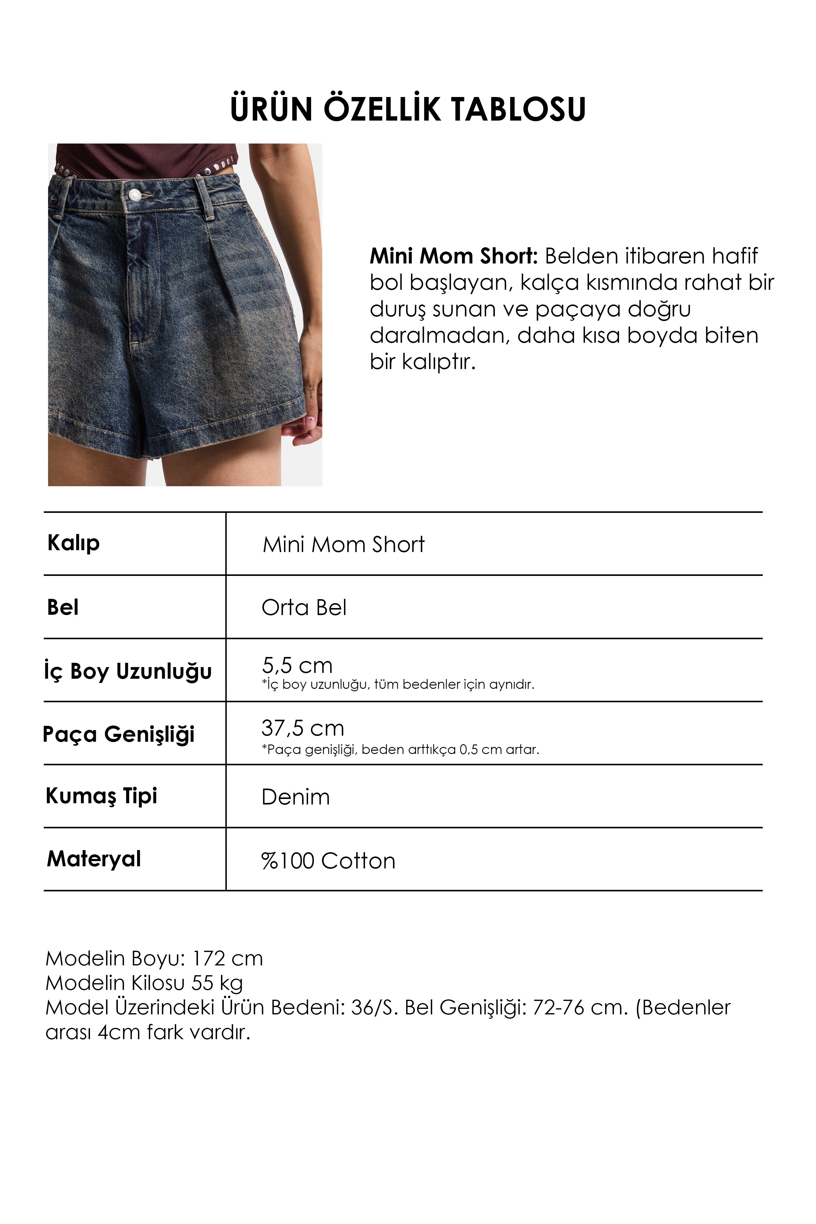 Women's Dark Blue Mini Pleated Denim Shorts