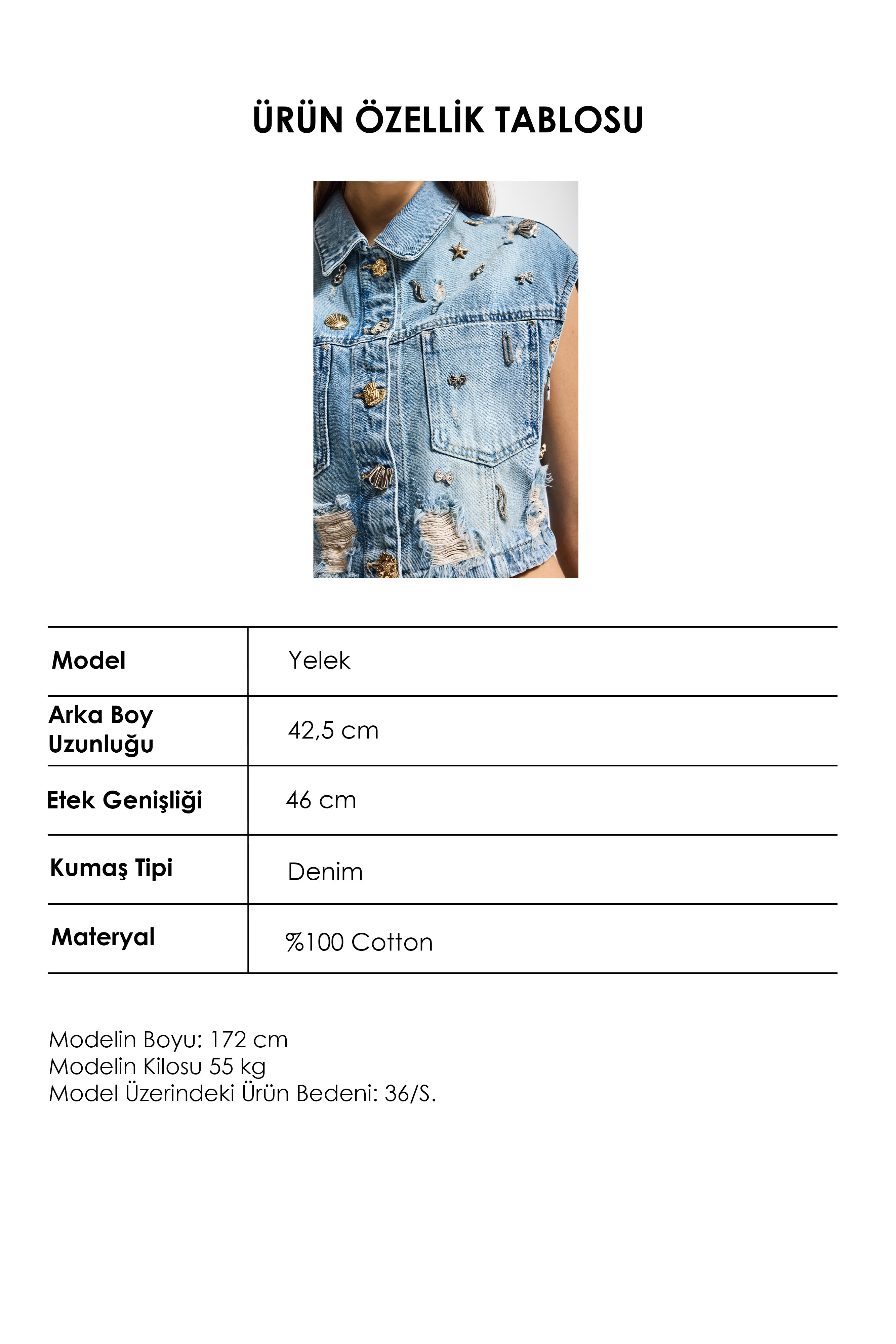 Kadın Kot Rengi 12s6-32 Crop Fit Özel Dikim Aksesuar Tasarım Denim Ceket