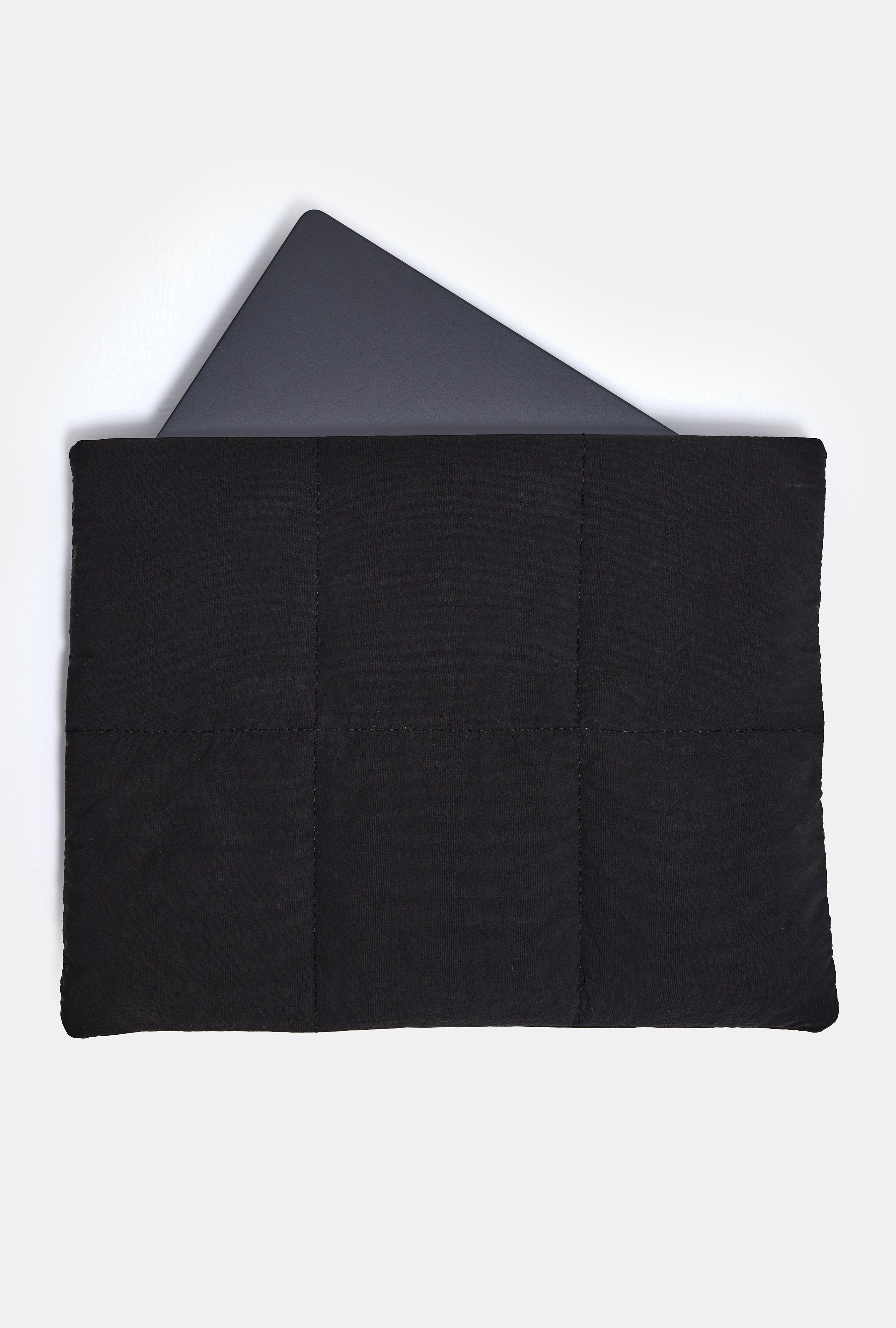 Black Magnetic Mouth Padded Velvet Lined Computer Handbag