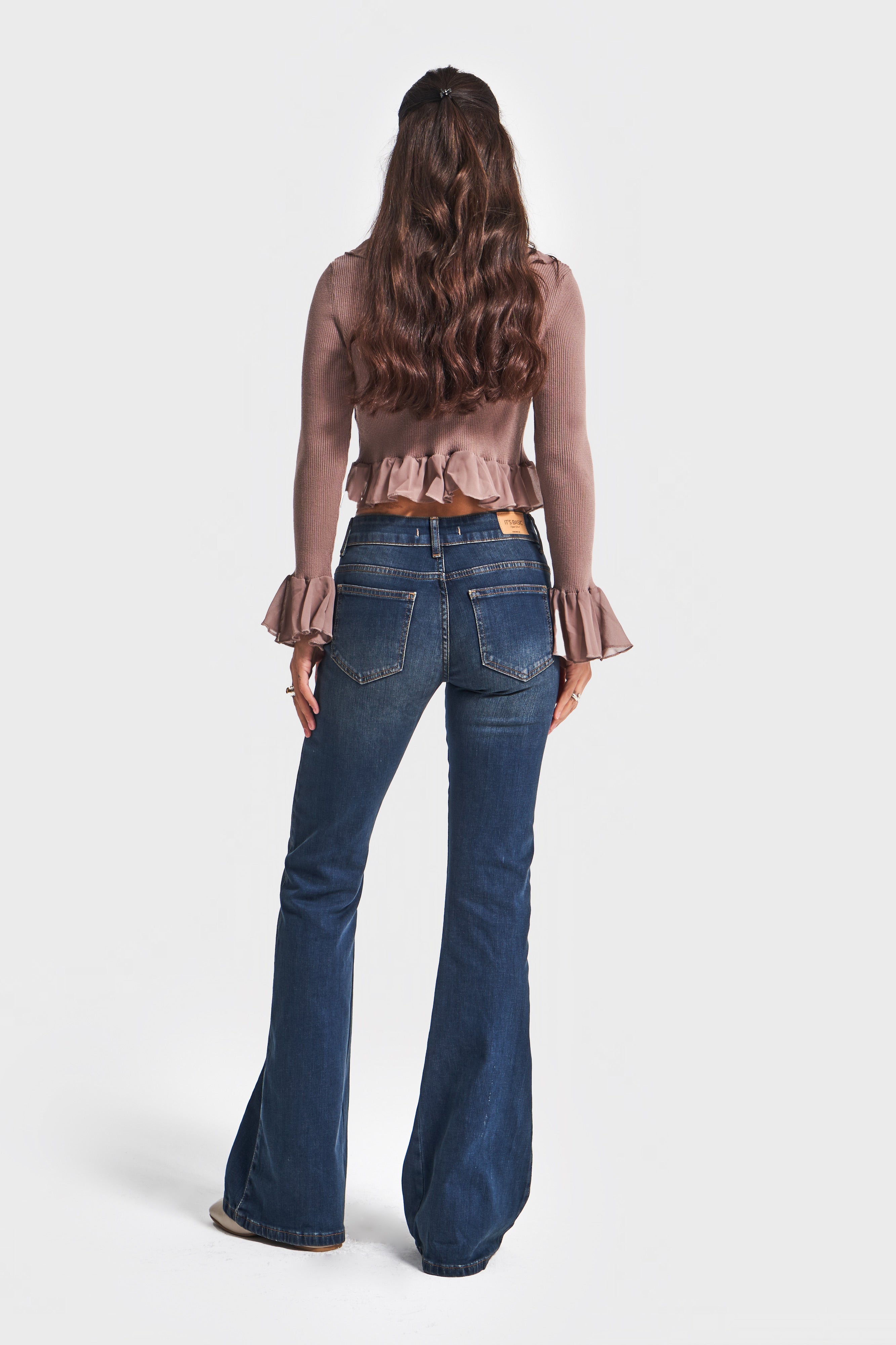 Kadın T.Kot Rengi 2w5-8 Mid Rise Flare Fit Süper Esnek Kumaş İspanyol Paça Denim Jean