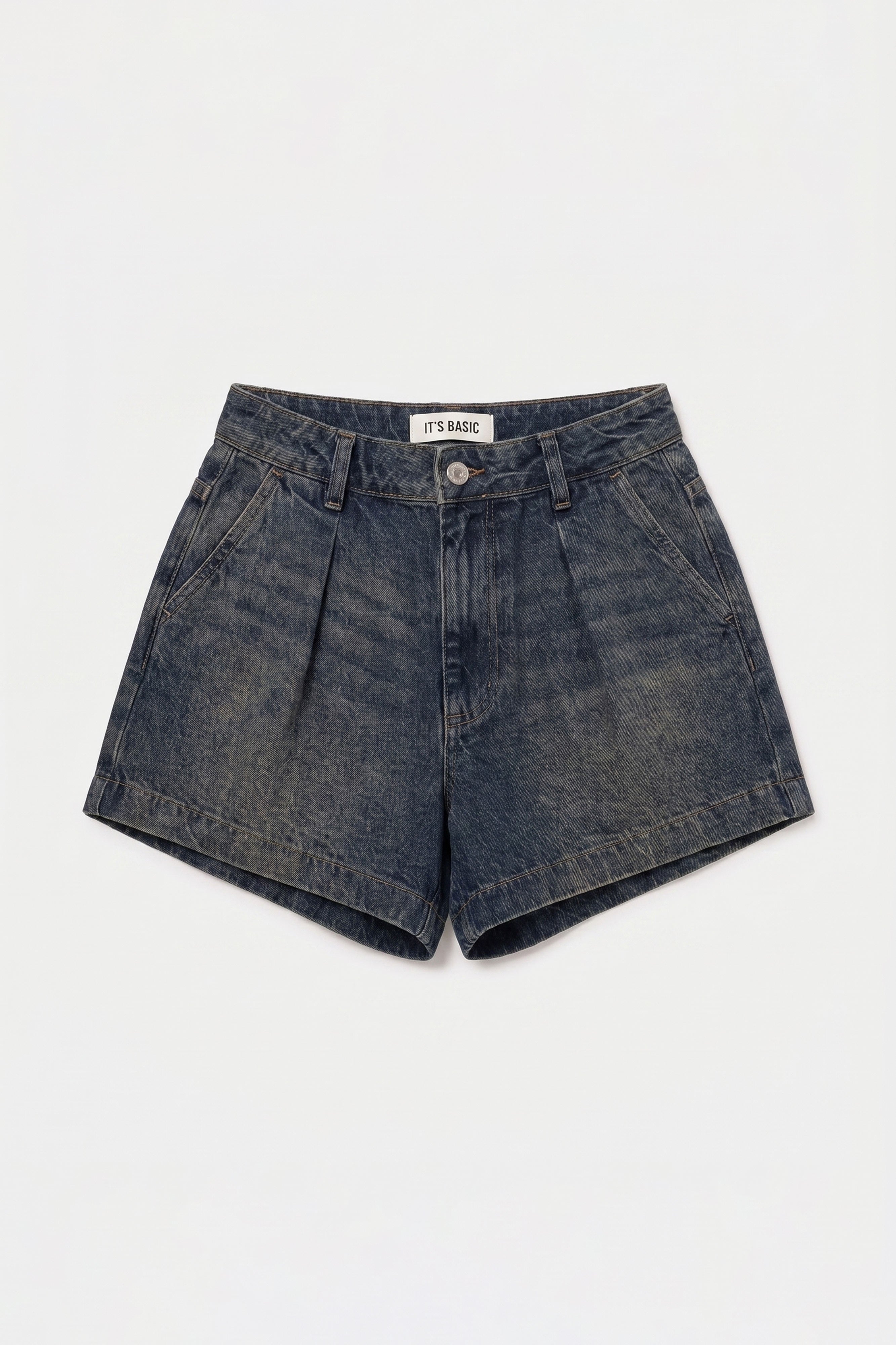 Kadın Koyu Kot 2s6 Mini Pileli Denim Şort