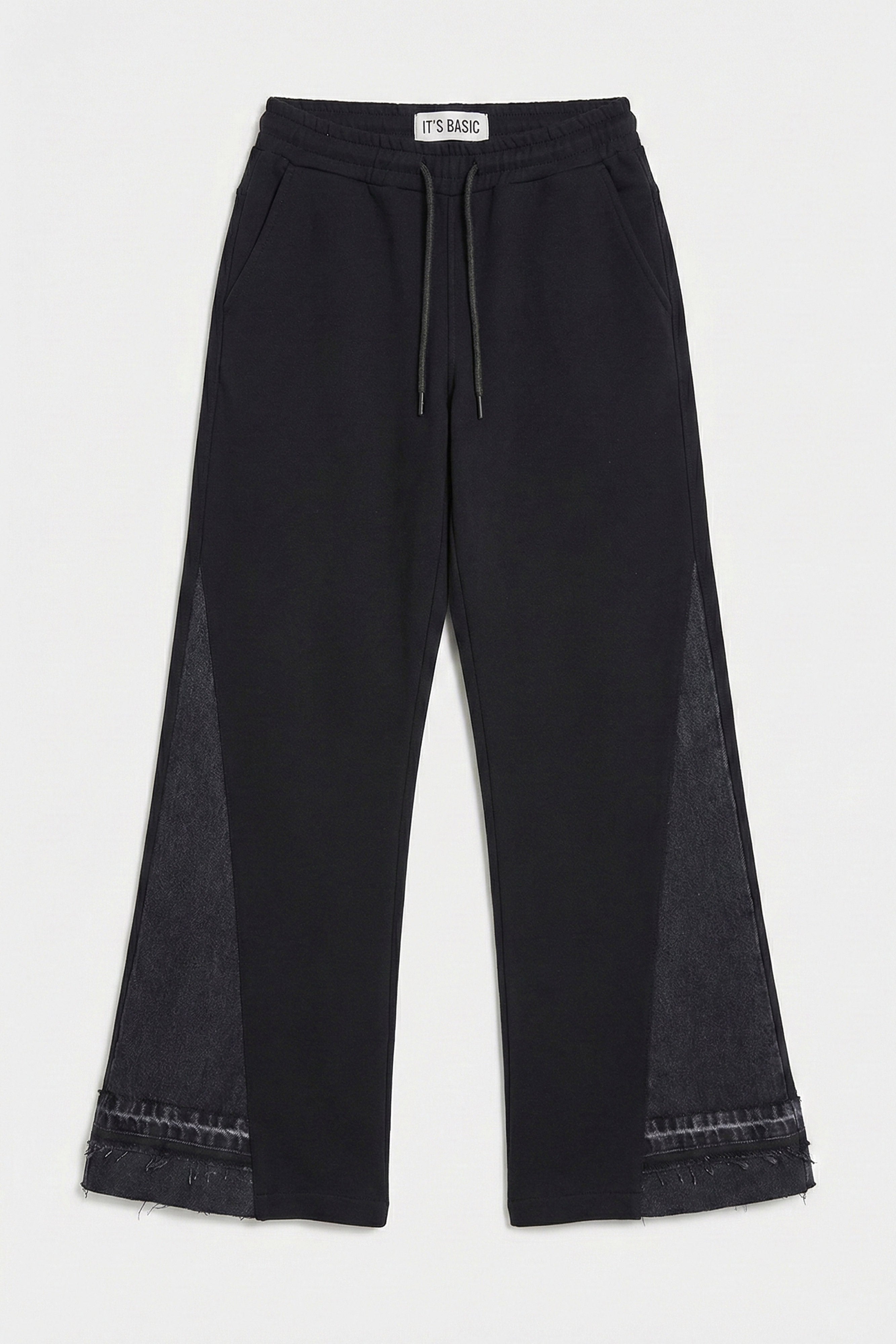 Women's Black Color 2w41 Knitted Denim Piece Loose Fit Design Trousers