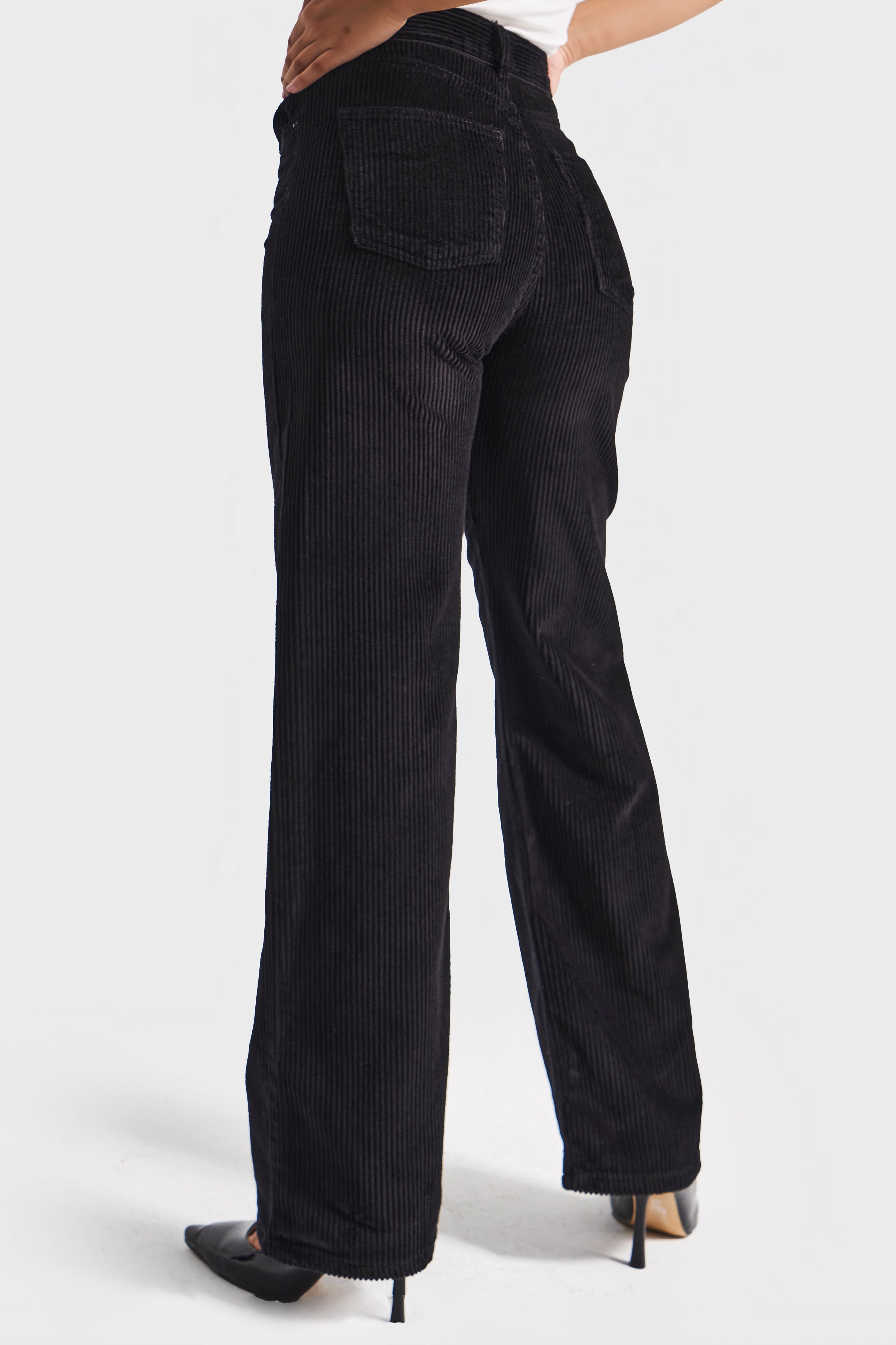 Women's Black 26w41 Color Straight Fit Thick Corduroy Trousers