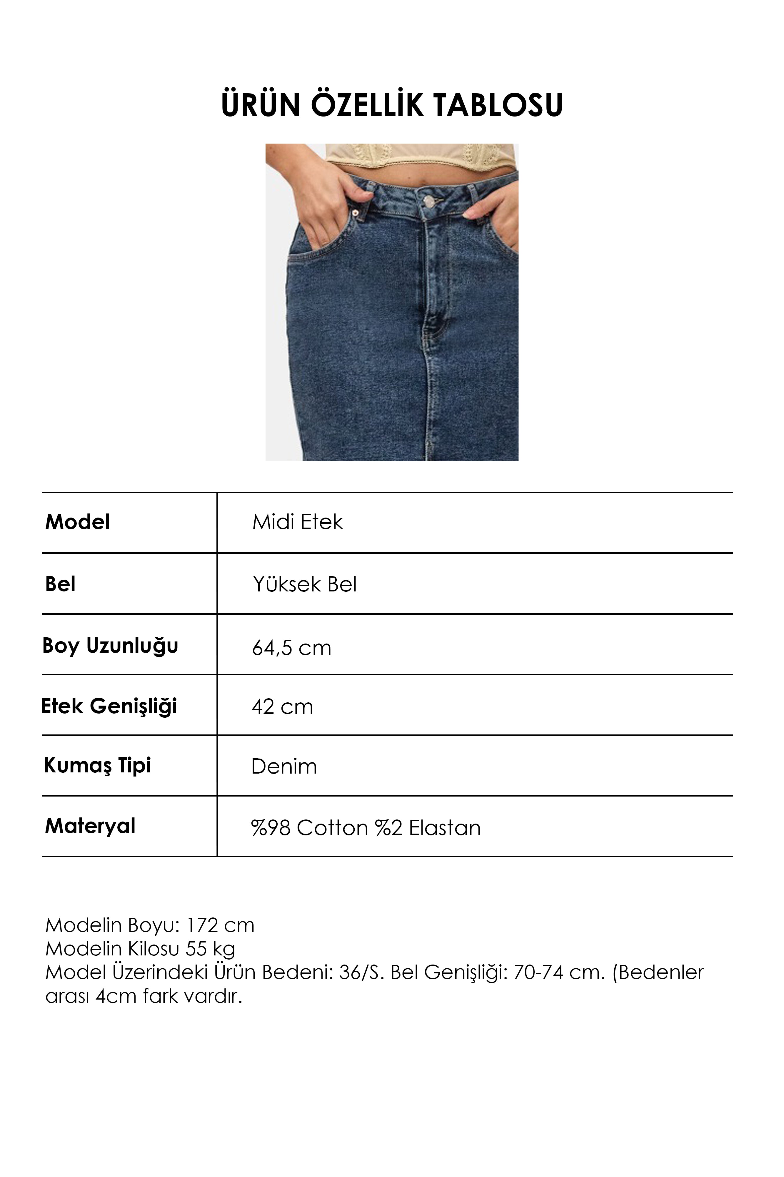 Women's Tint Denim Erica Midi High-Waisted Slit Jean Skirt