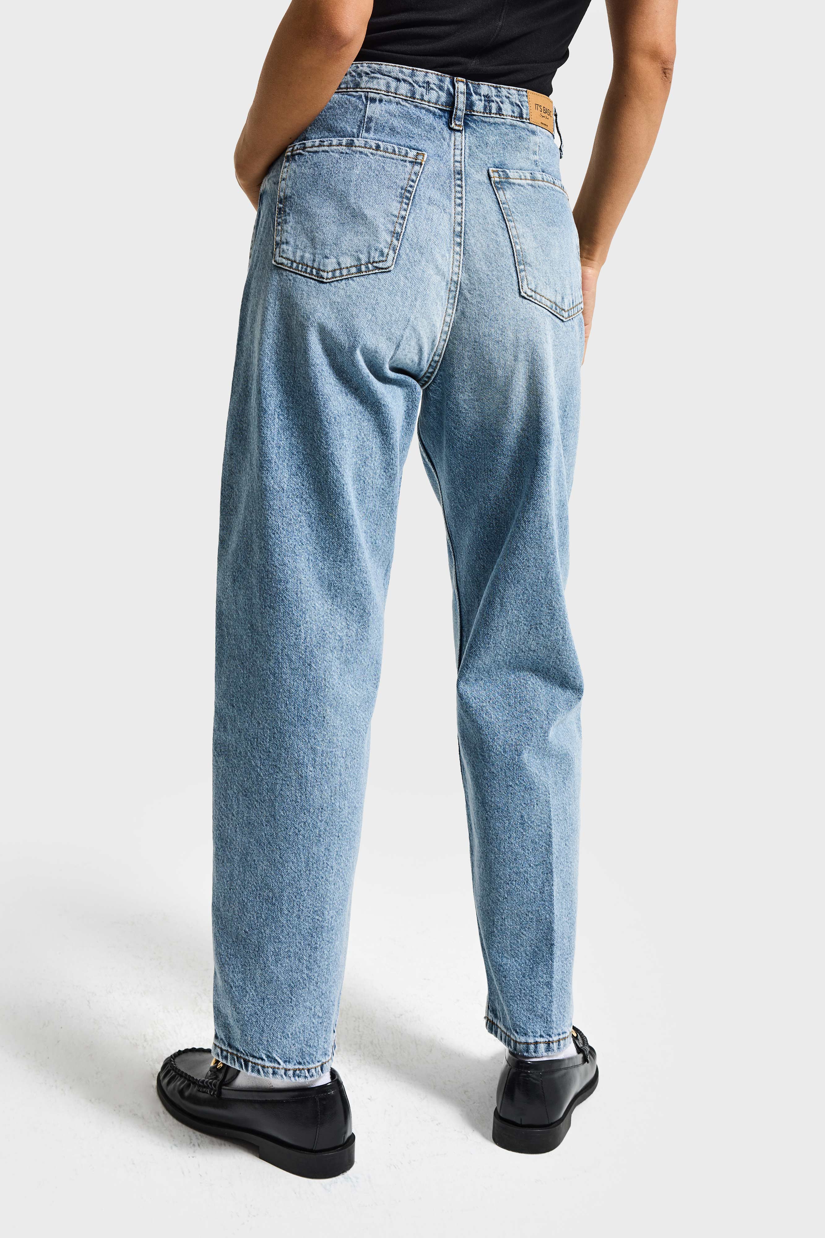 Kadın Snow Kot Rengi Relax Mom Fit Denim Pantolon