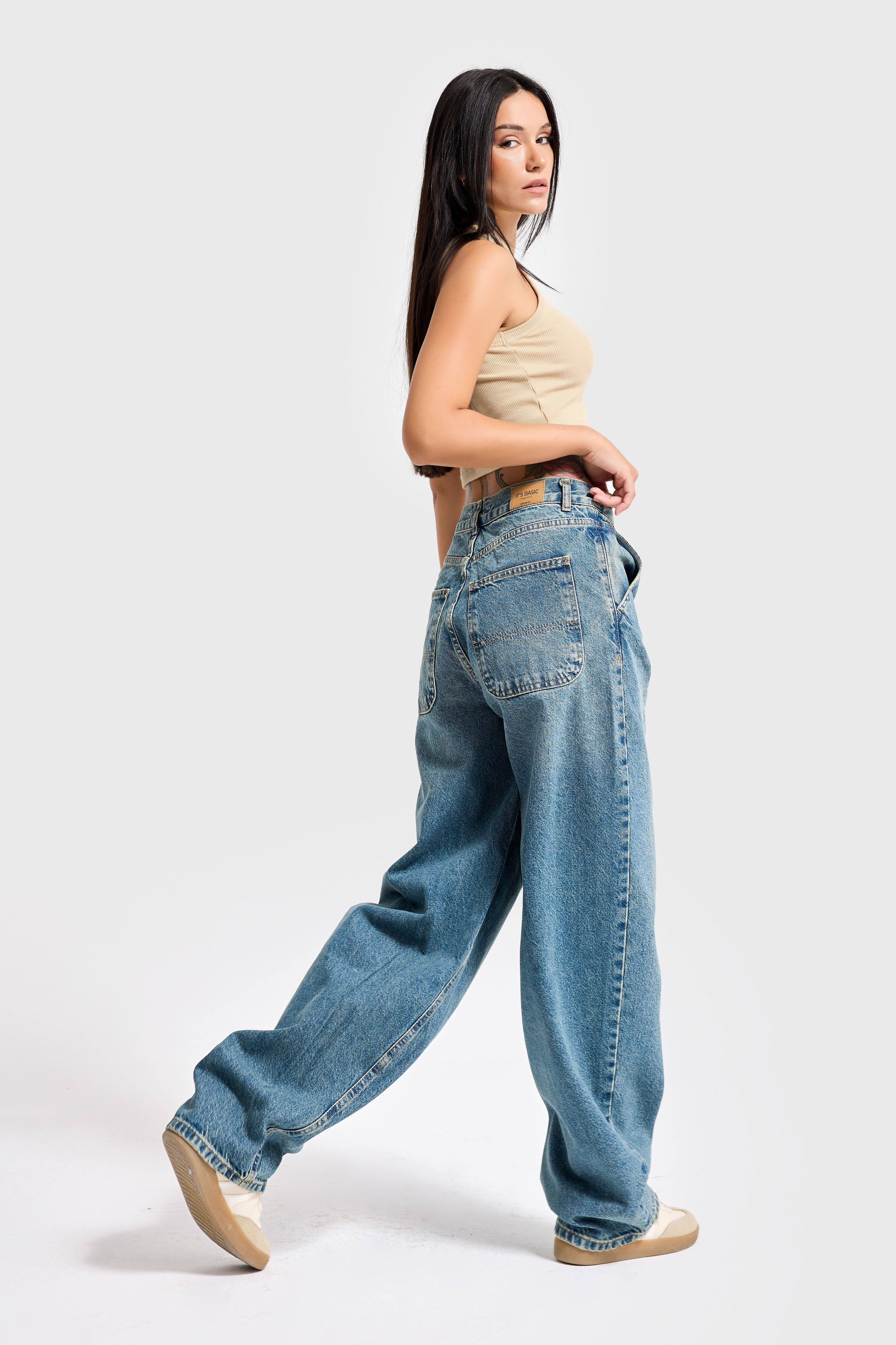 Women's Tint Jeans Color Skater Fit Loose Cut Denim Trousers