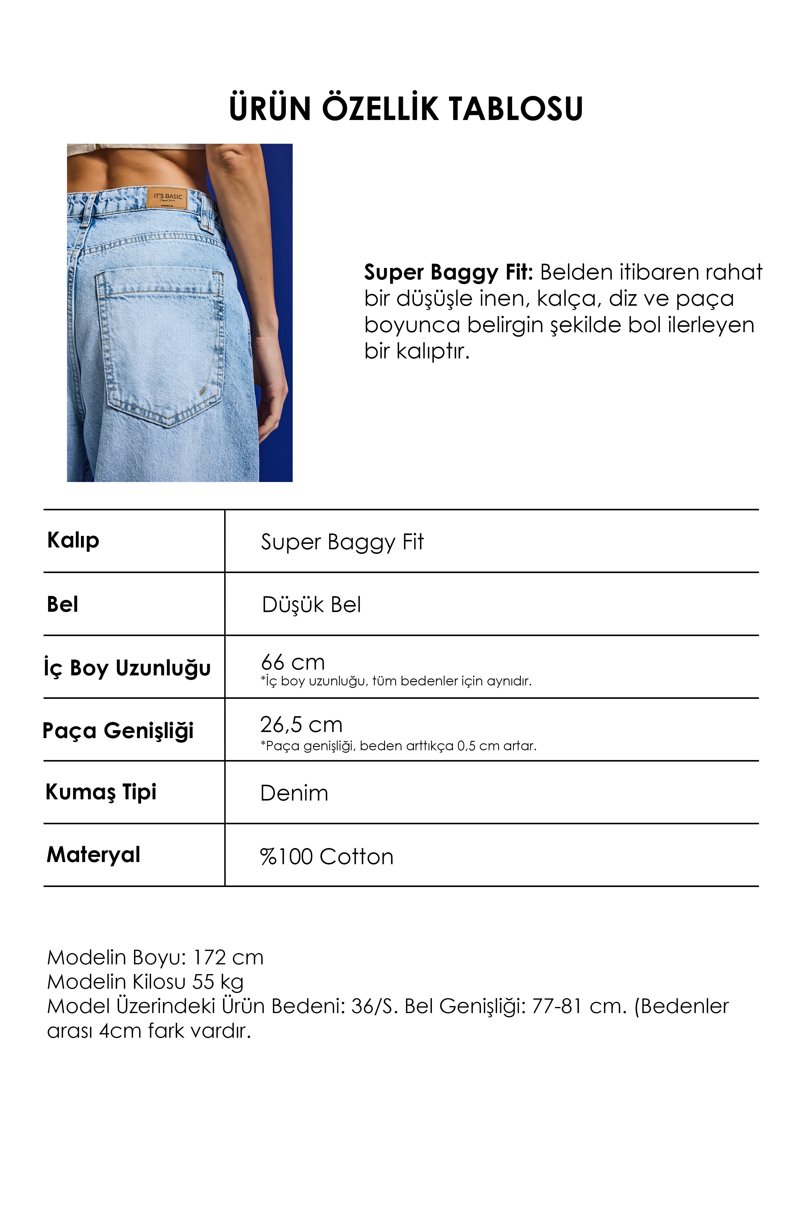 Kadın Ice 4s6-27 Baggy Low Rise Fit Tokyo %100 Koton Denim Jean