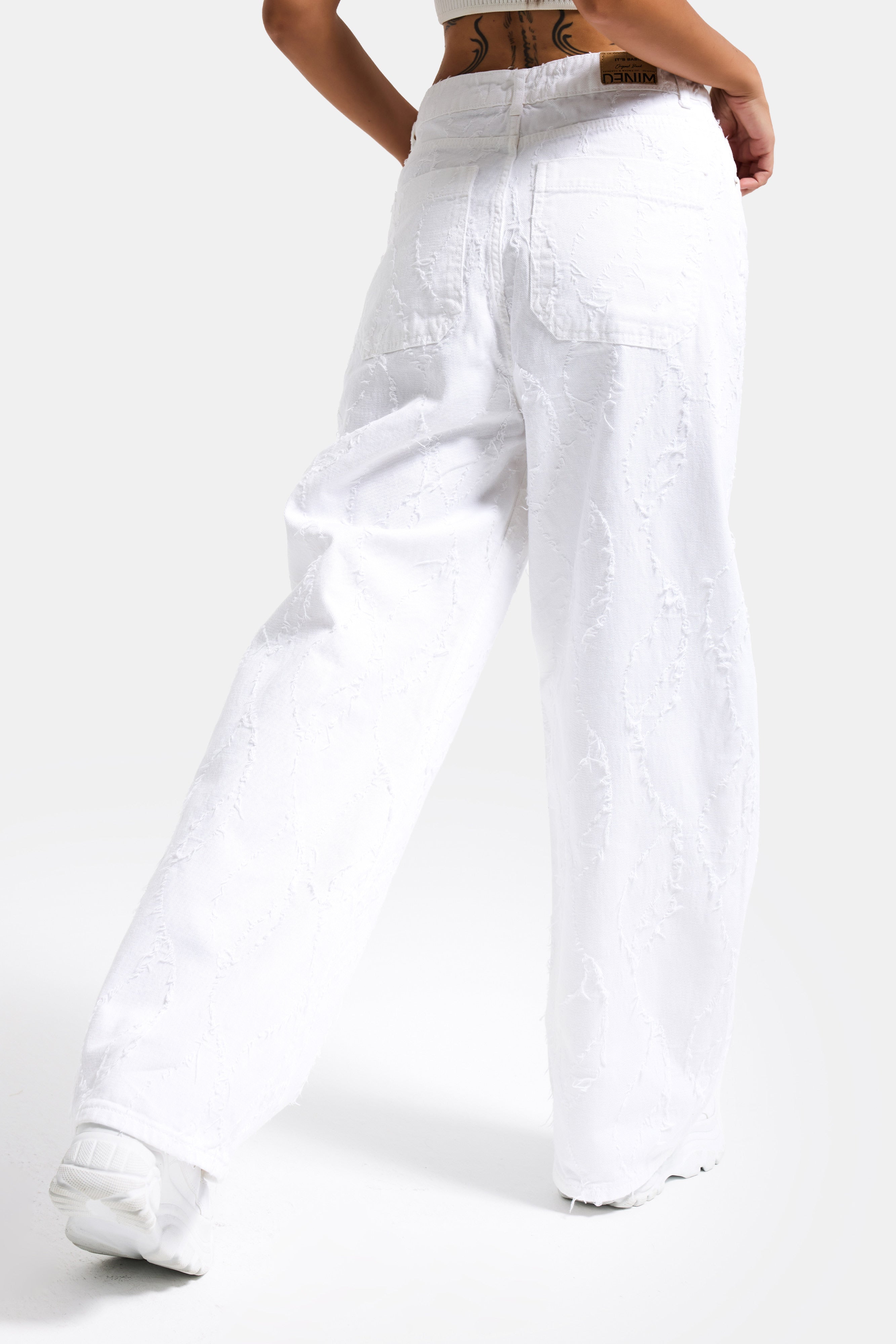 Женский белый цвет ткани особенность палаццо крой дизайн деним