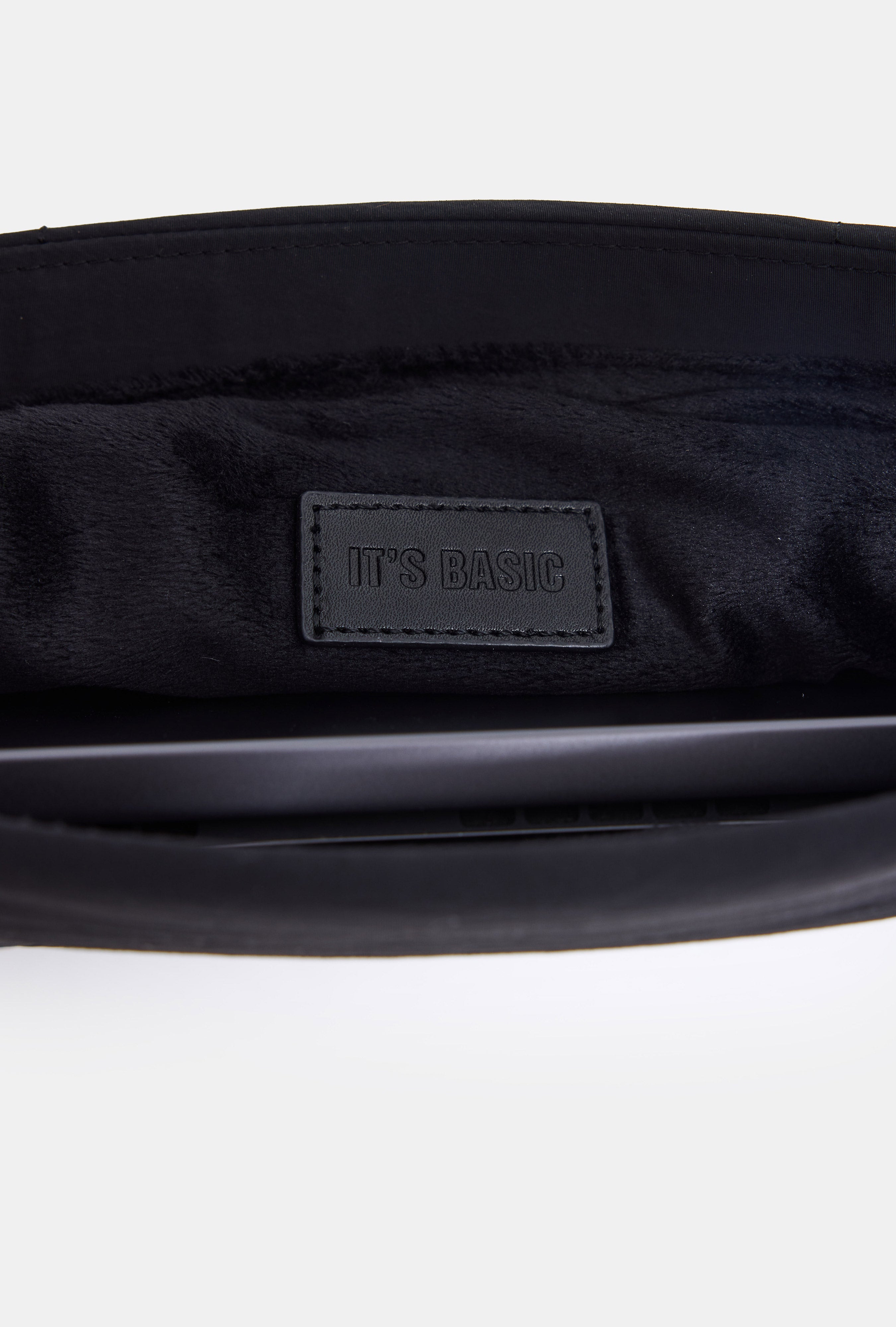 Black Magnetic Mouth Padded Velvet Lined Computer Handbag