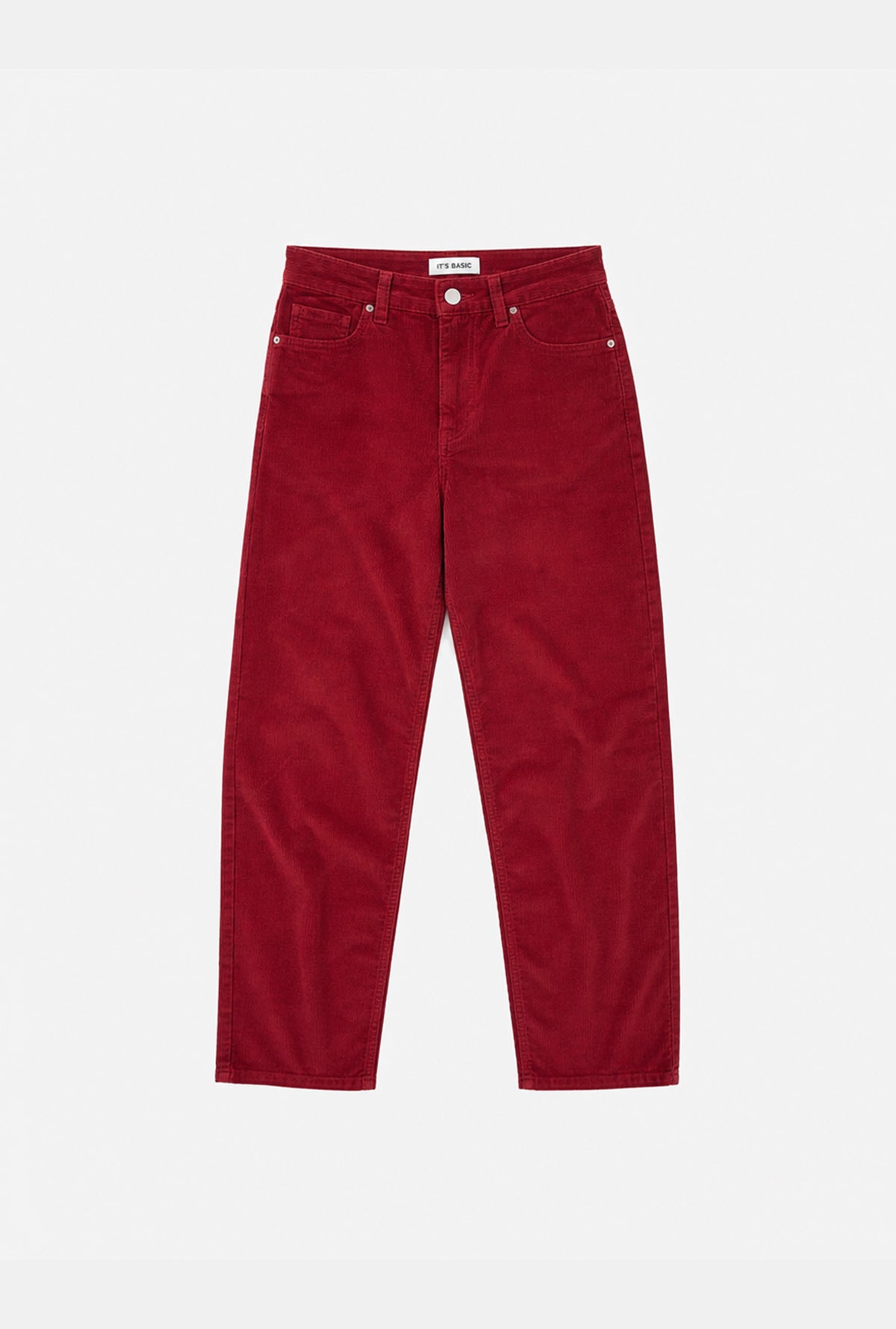 Kadın Bordo Renk 26w5-35 Relax Fit Esnek Kumaş İnce Fitilli Velvet Kadife Kumaş Pantolon