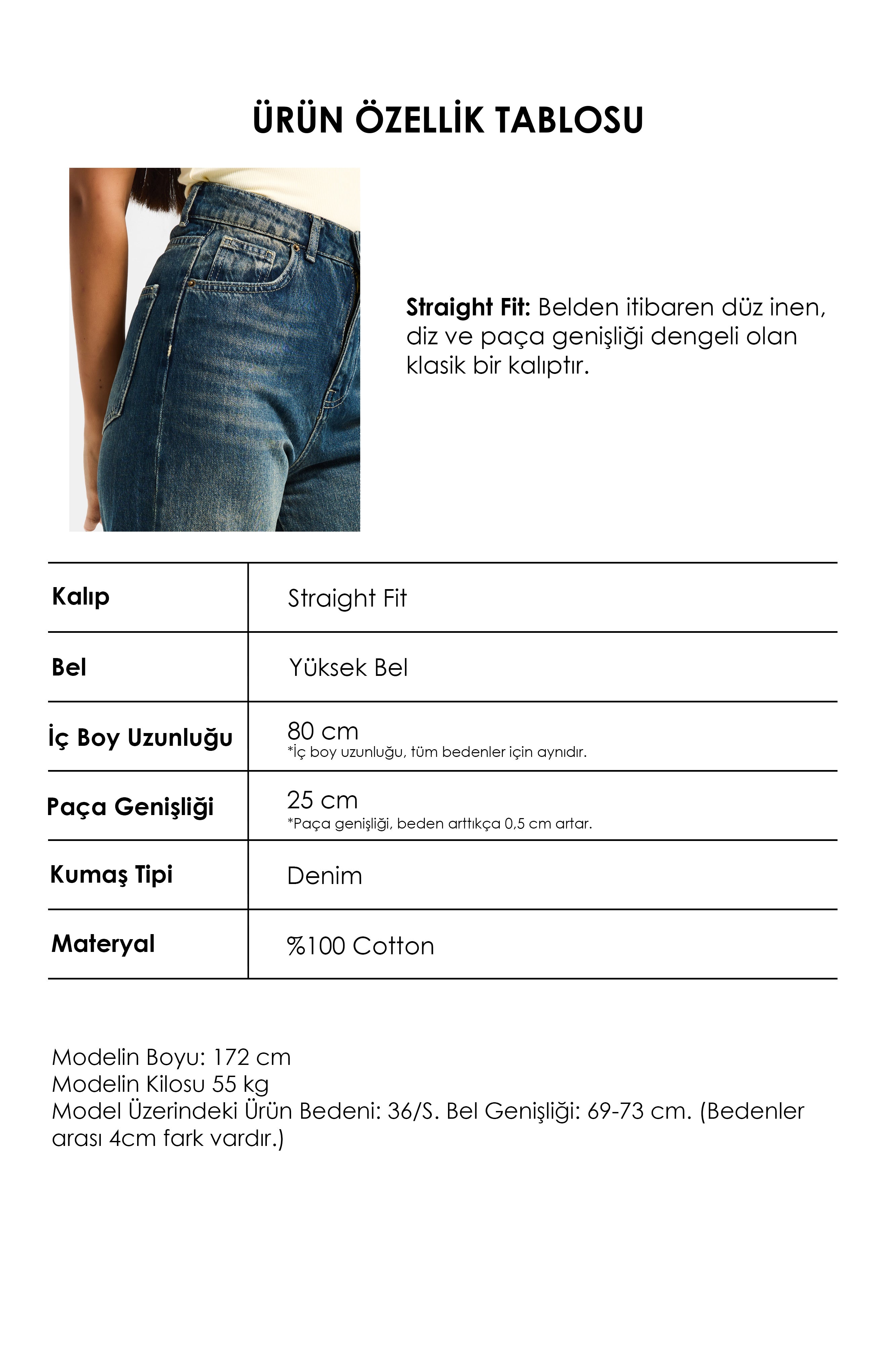 Kadın T.Kot Rengi 2w5-31 Straight Fit Yüksek Bel Özel Çiçek Kuş Nakışlı Tasarım Denim Jean