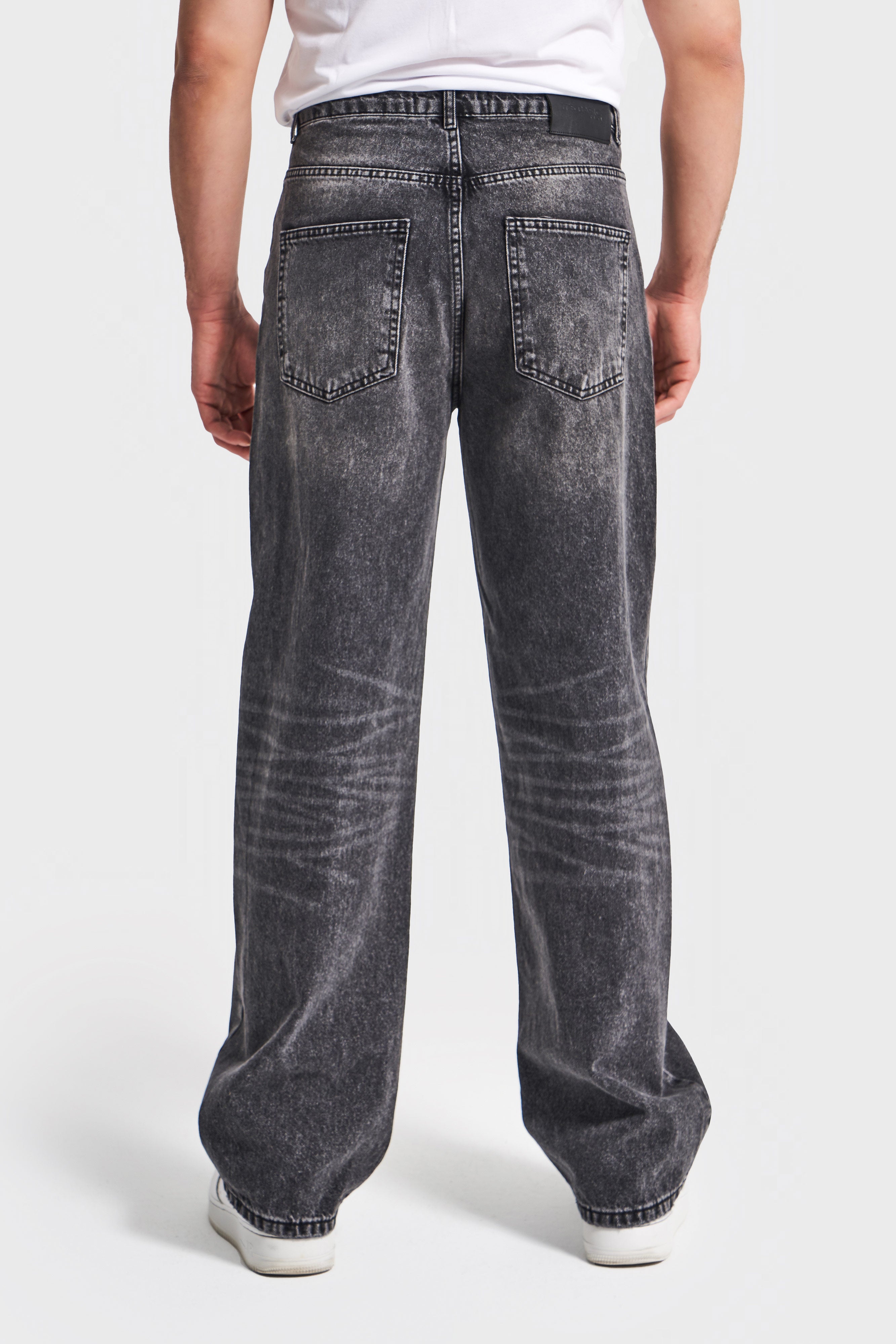 Erkek Koyu Füme Renk 4w5-14 TT25 Relaxed Baggy Fit İç Boy 80cm Rahat Kesim %100 Koton Denim Jean